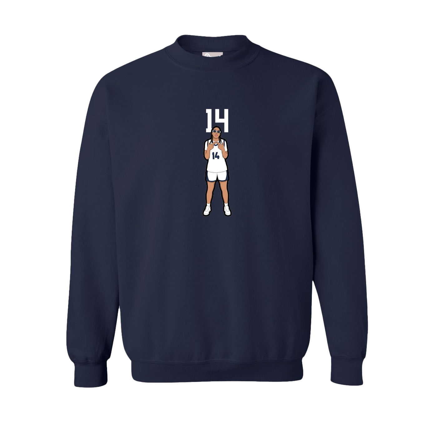 Fleece Crew — Number Top in Navy