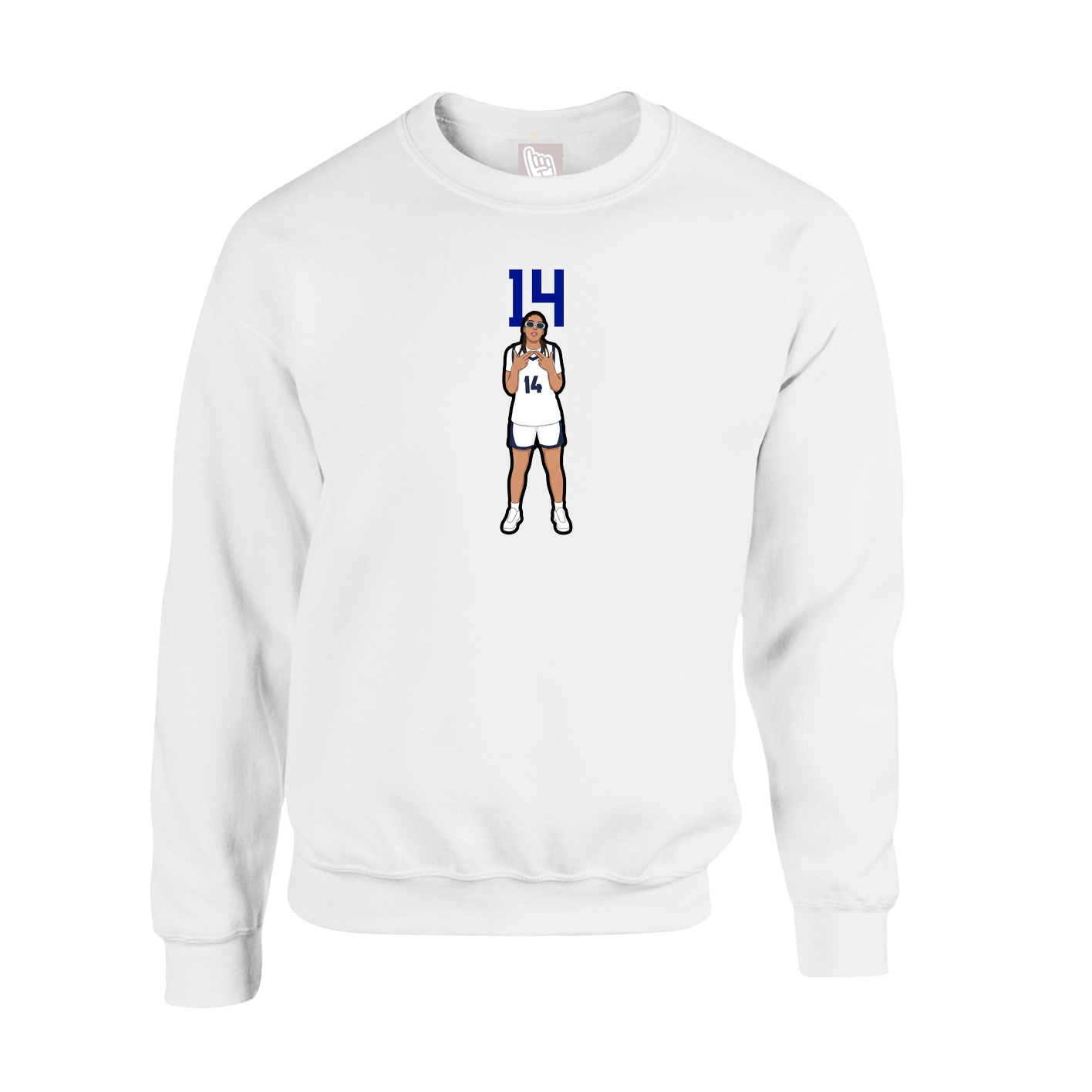 Fleece Crew — Number Top in White