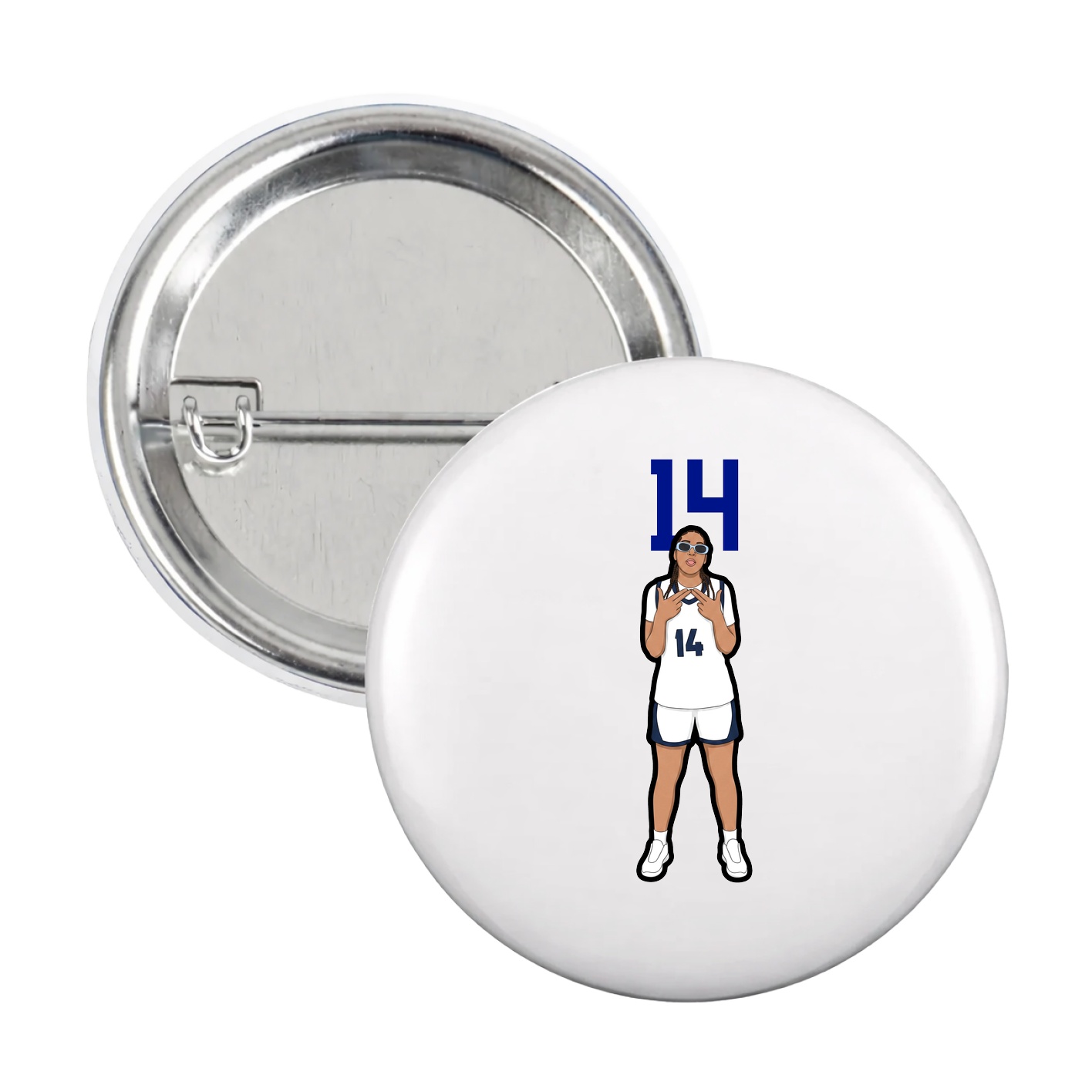 Game Day Button — Number Top in White