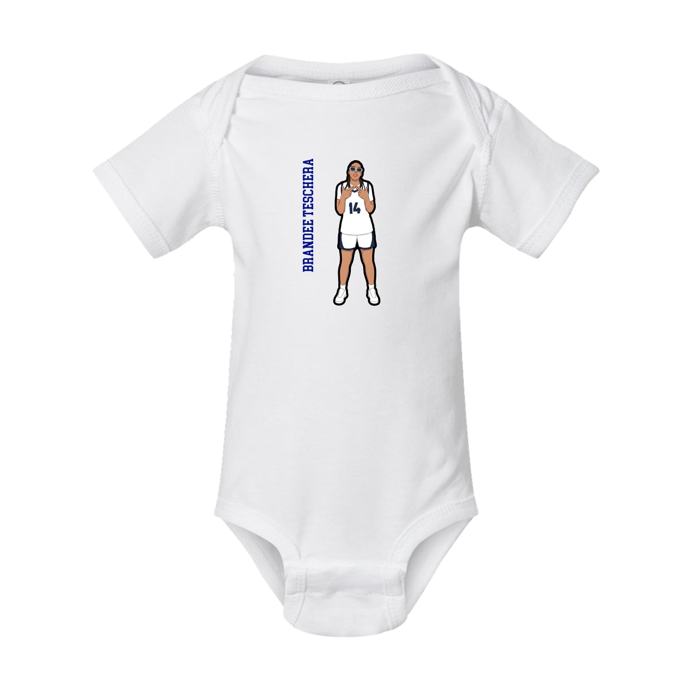 Baby Onesie — Name Vertical in White