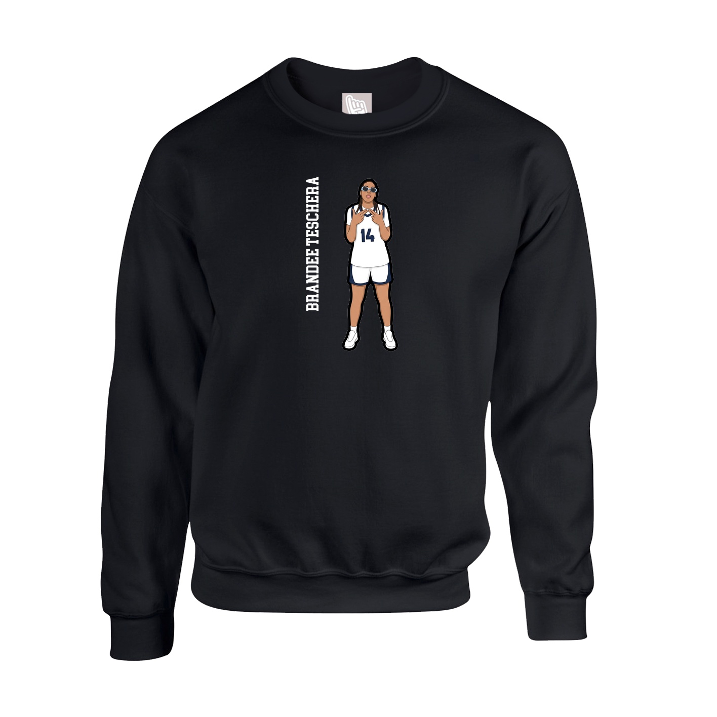 Fleece Crew — Name Vertical in Black