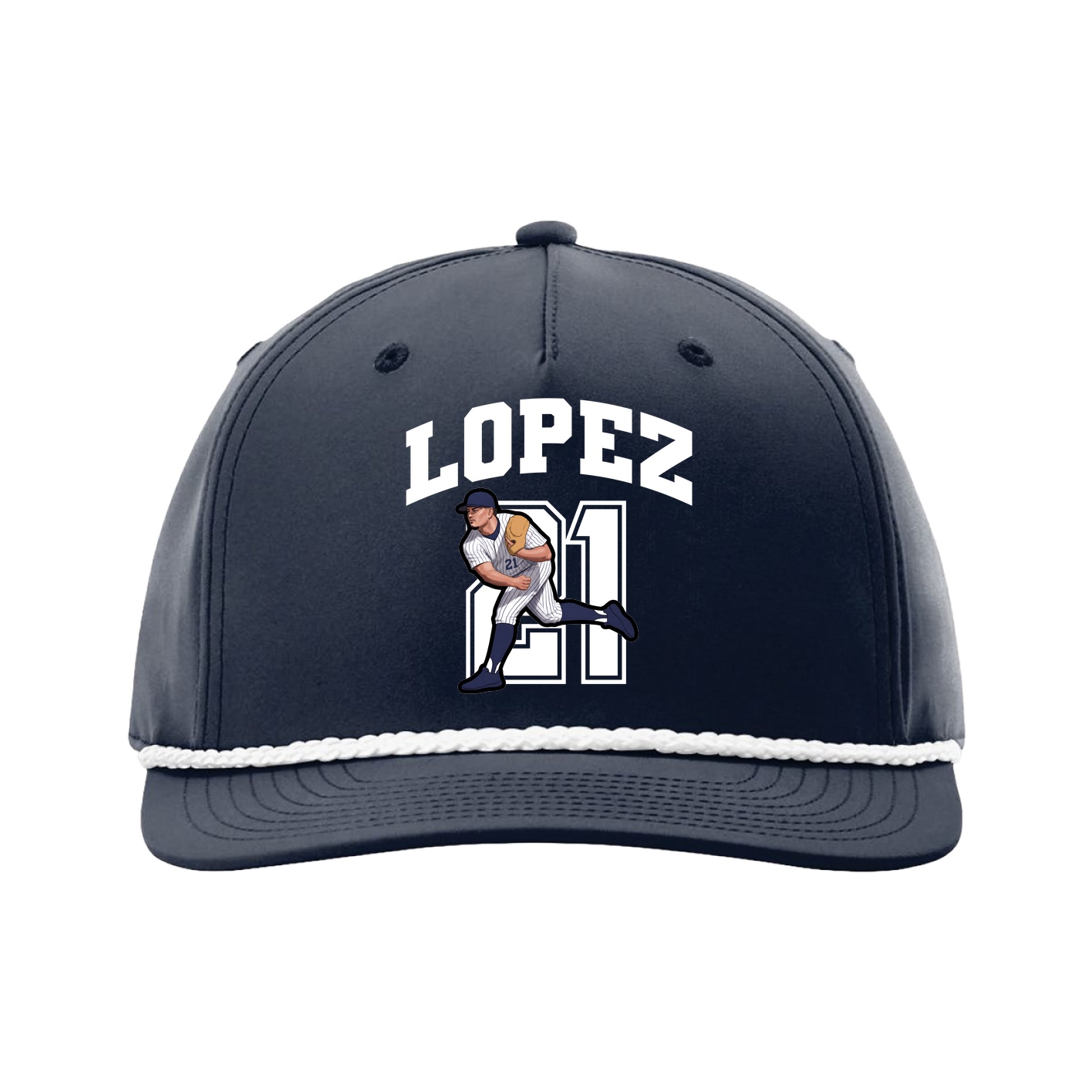 Five-Panel Classic Rope Cap — Number in Navy