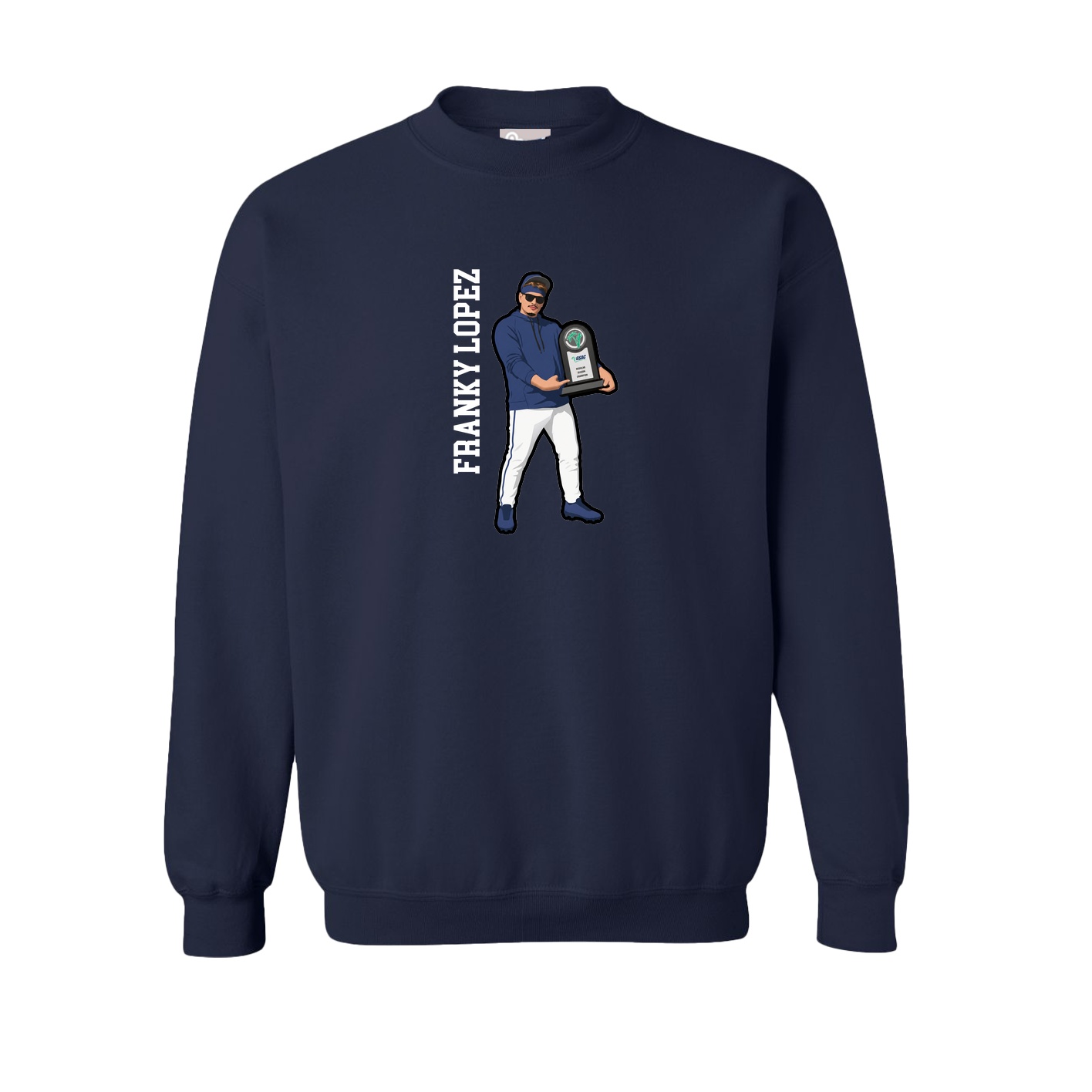 Fleece Crew — Name Vertical in Navy