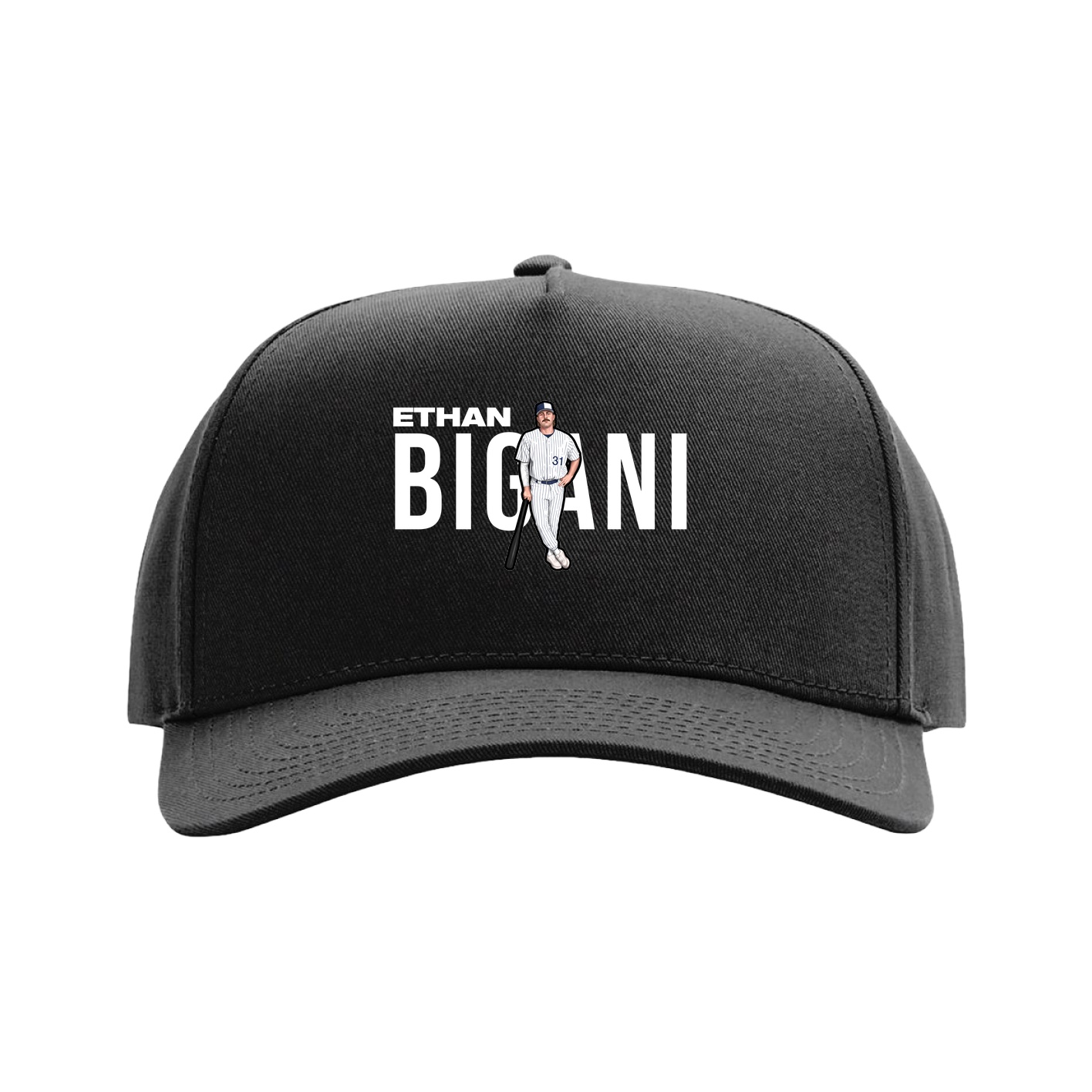 Full Fabric Five-Panel Champ Cap — Player Name in Black