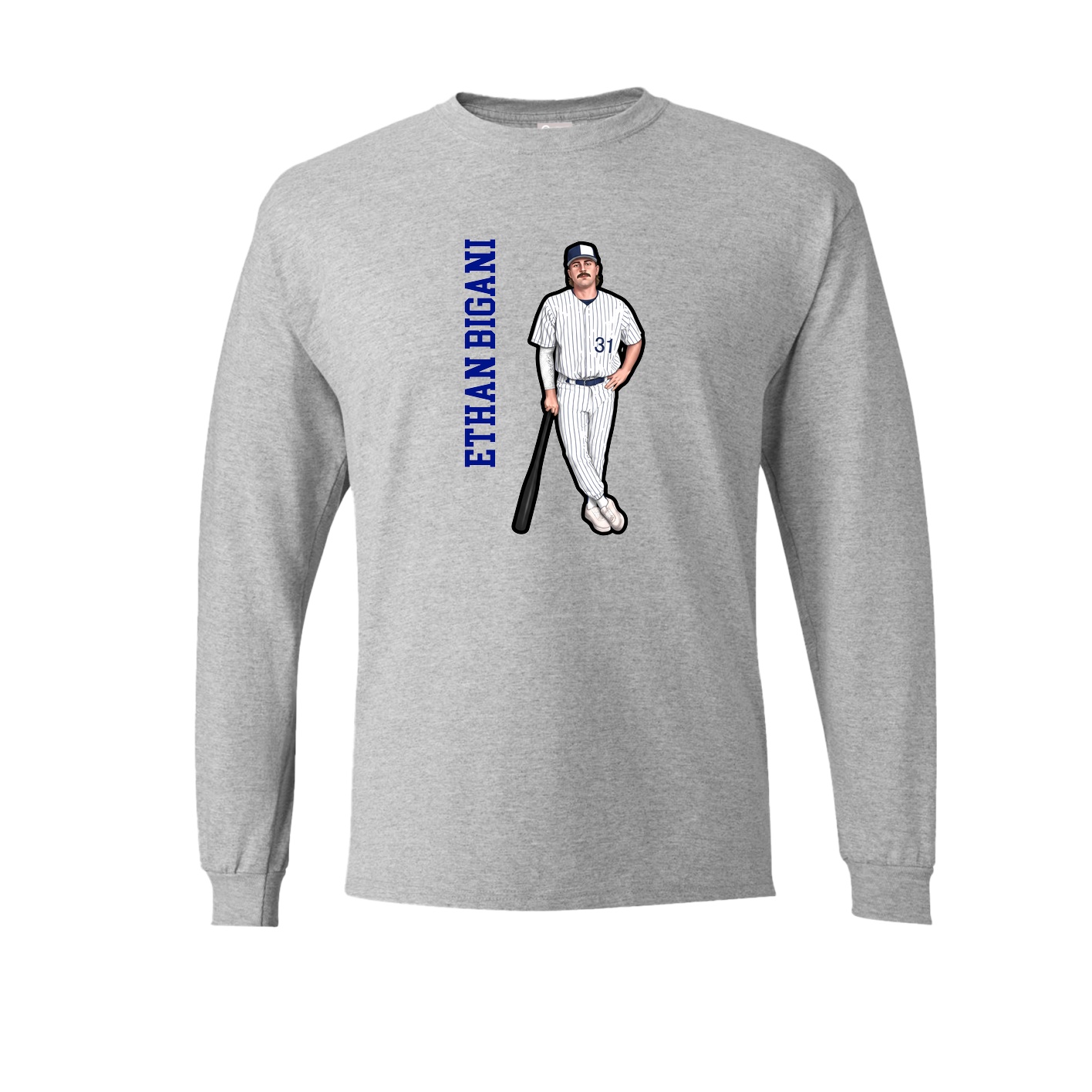 Long Sleeve Tee — Name Vertical in Grey