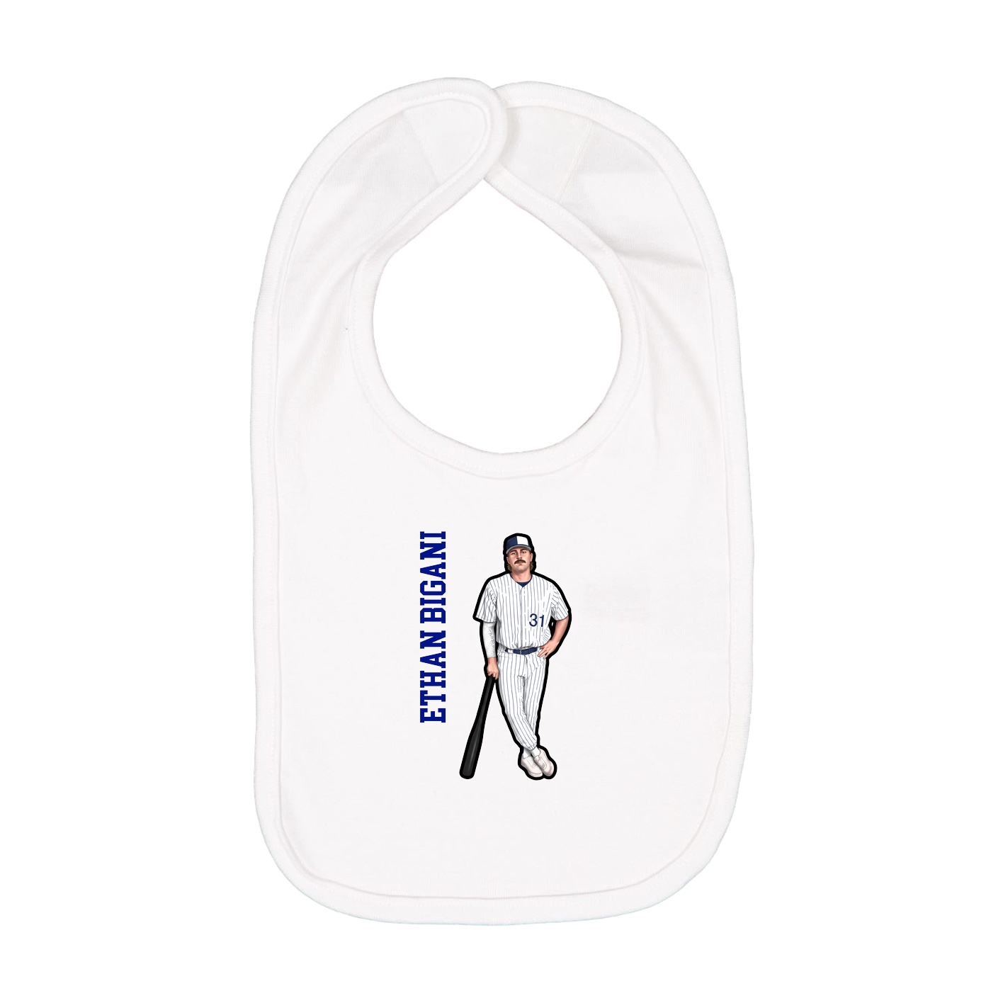 Infant Bib — Name Vertical in White