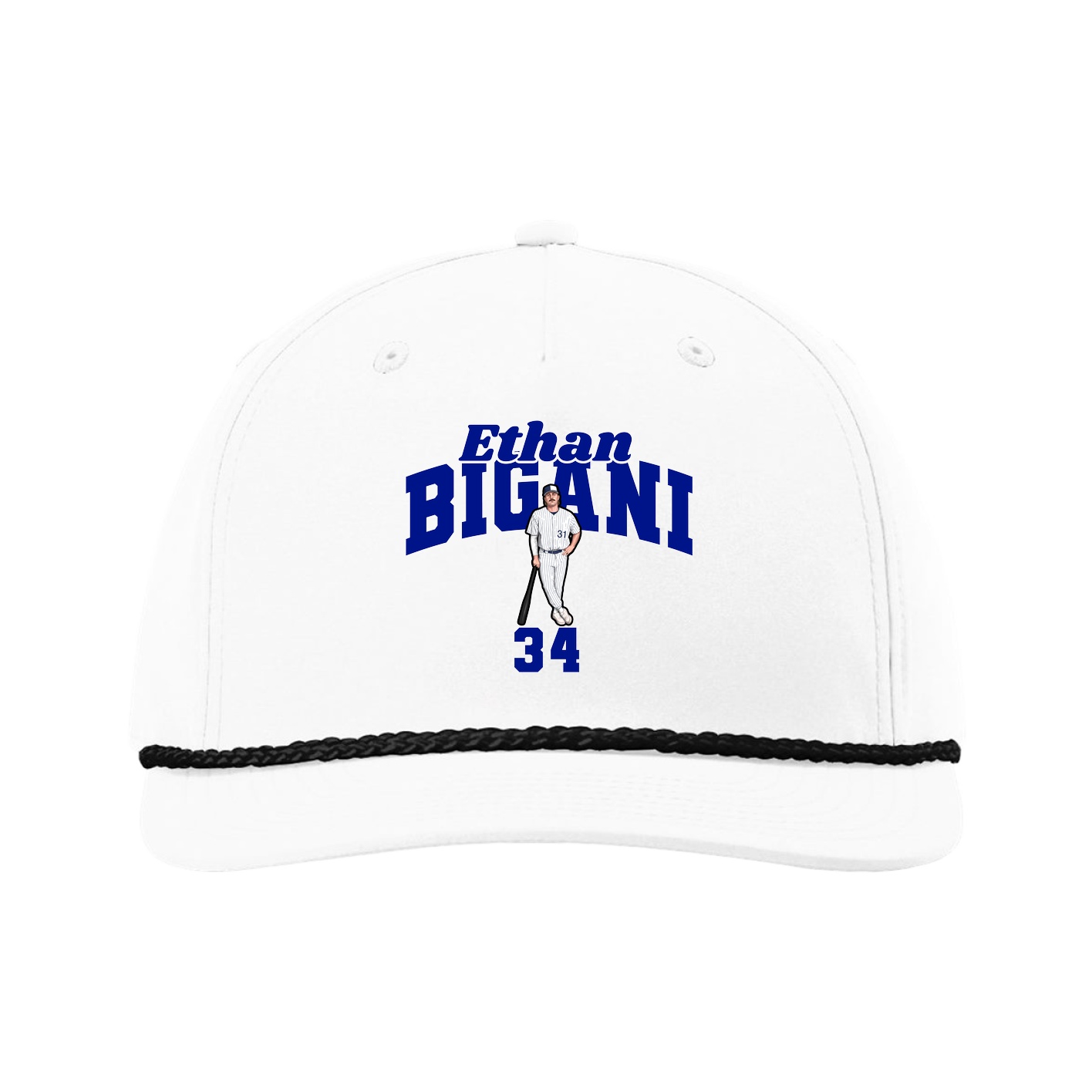 Five-Panel Classic Rope Cap — Signature Arch in White