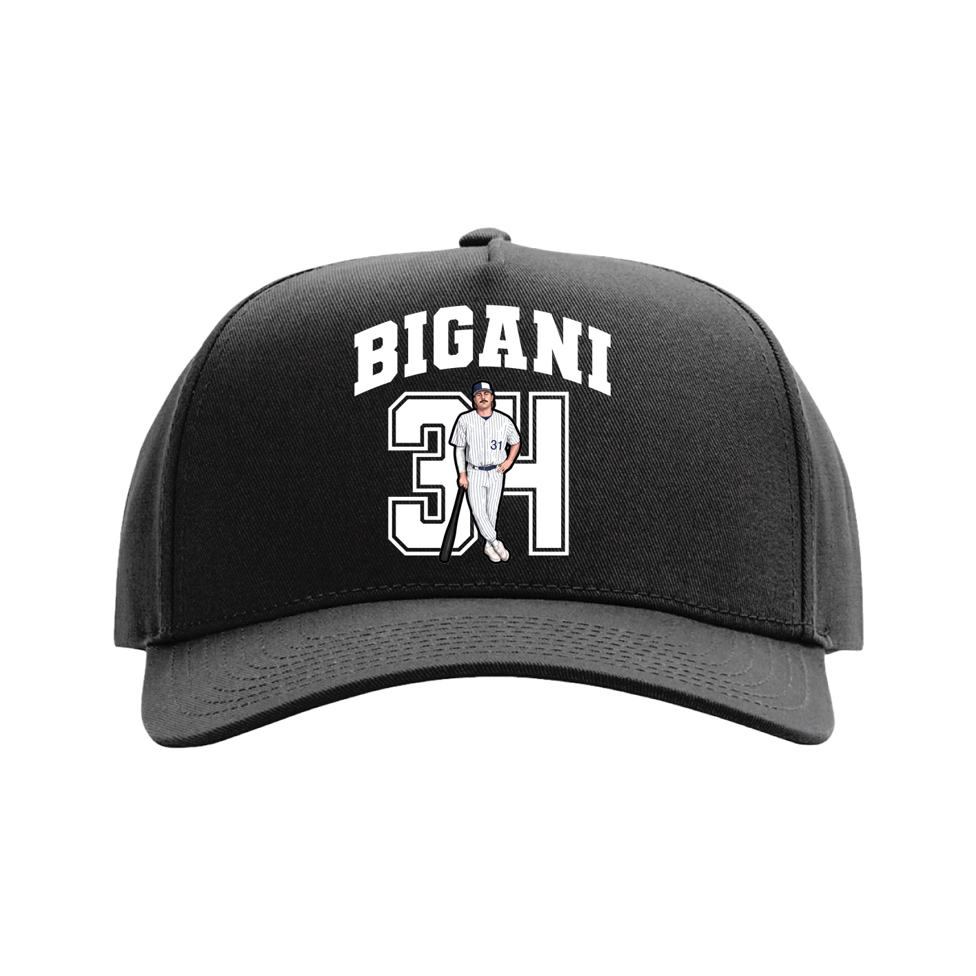 Full Fabric Five-Panel Champ Cap — Number in Black