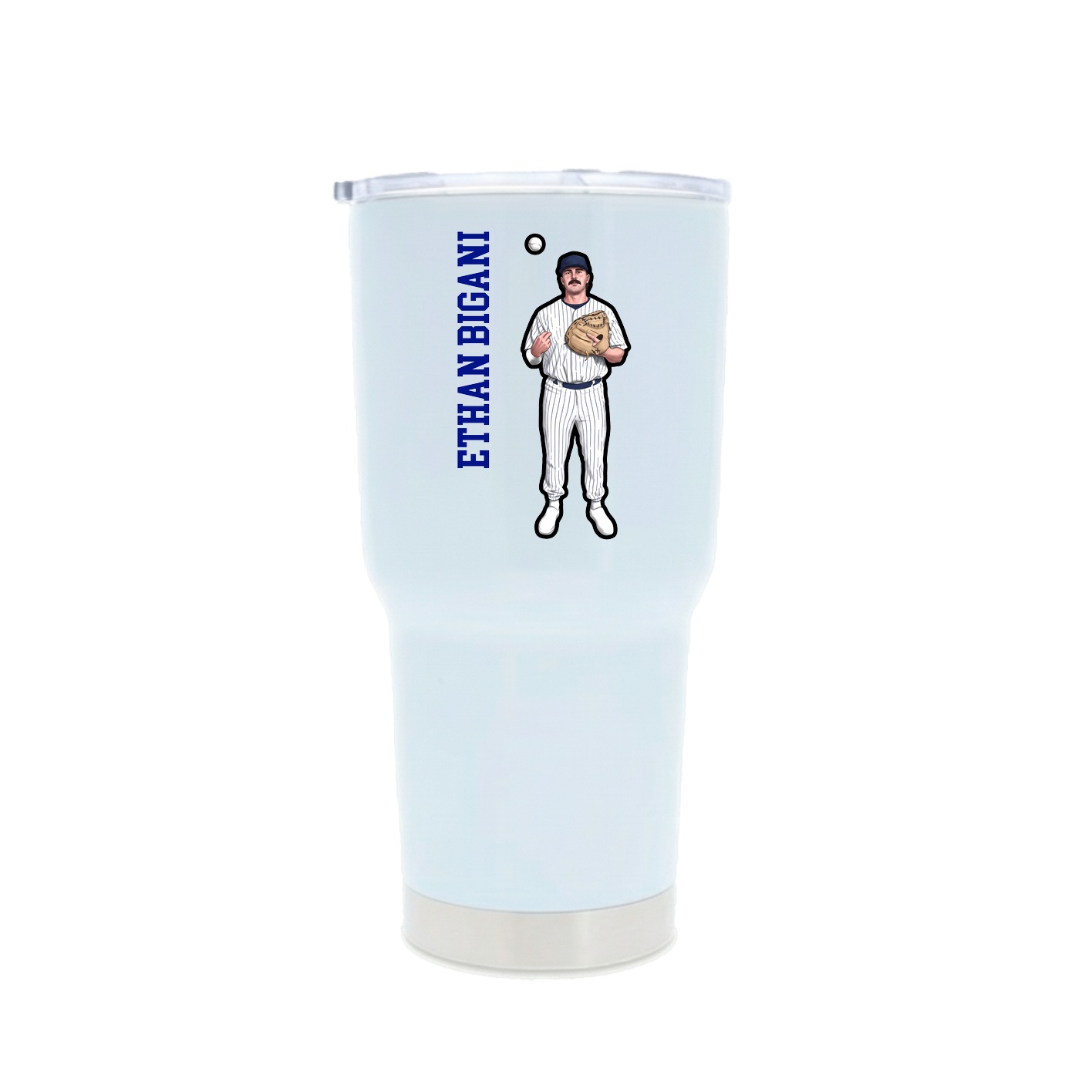 30oz Stainless Steel Tumbler — Name Vertical in White