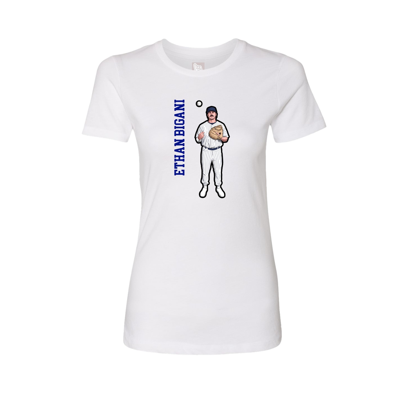 Fitted Women's Tee — Name Vertical in White