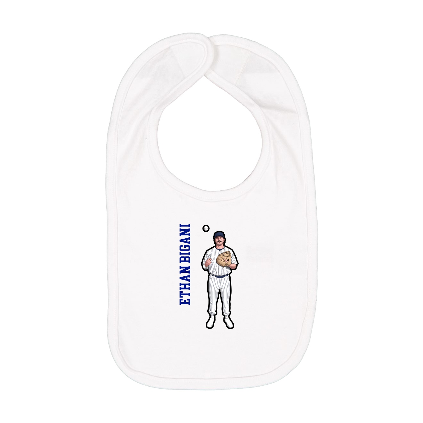 Infant Bib — Name Vertical in White