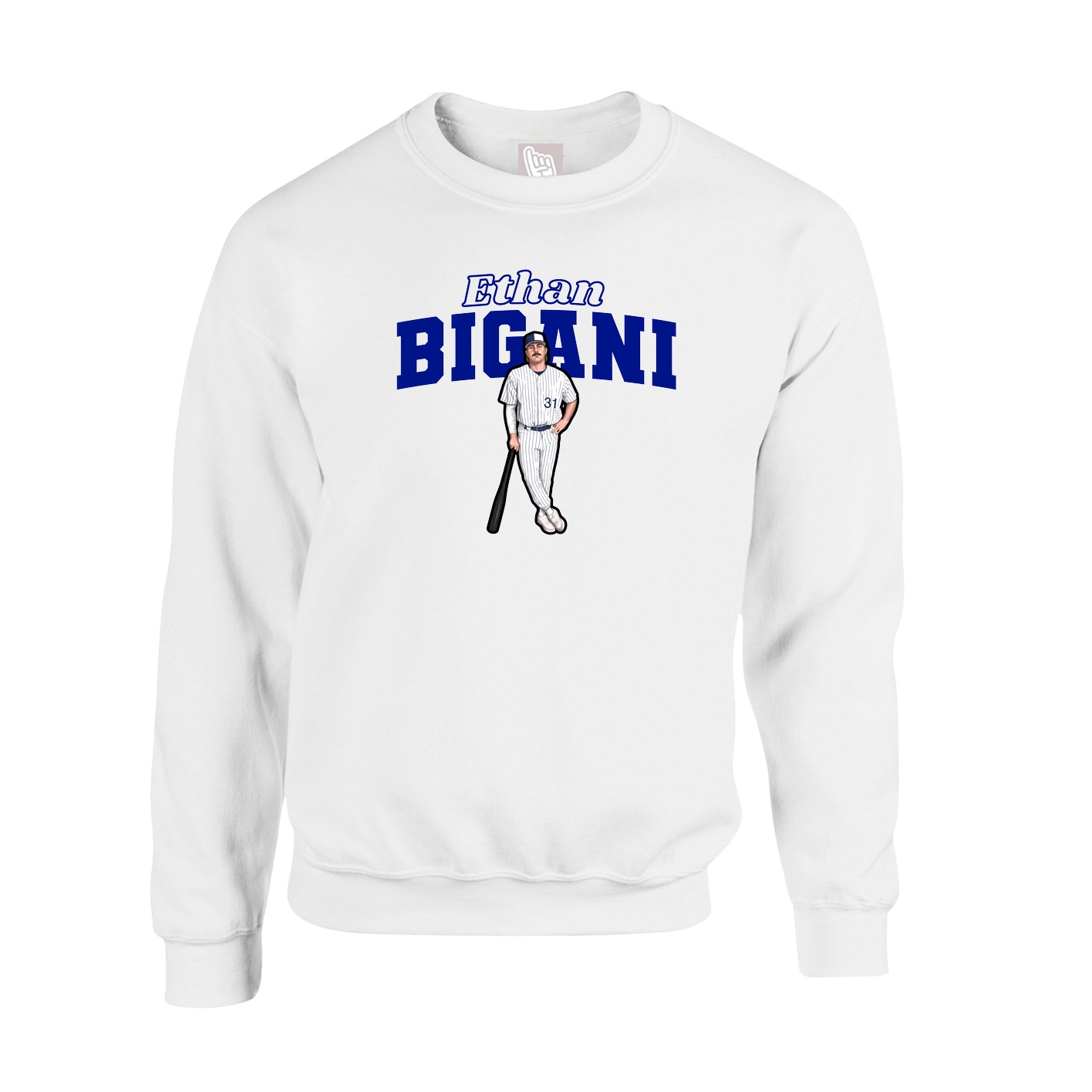 Fleece Crew — Name Arch in White