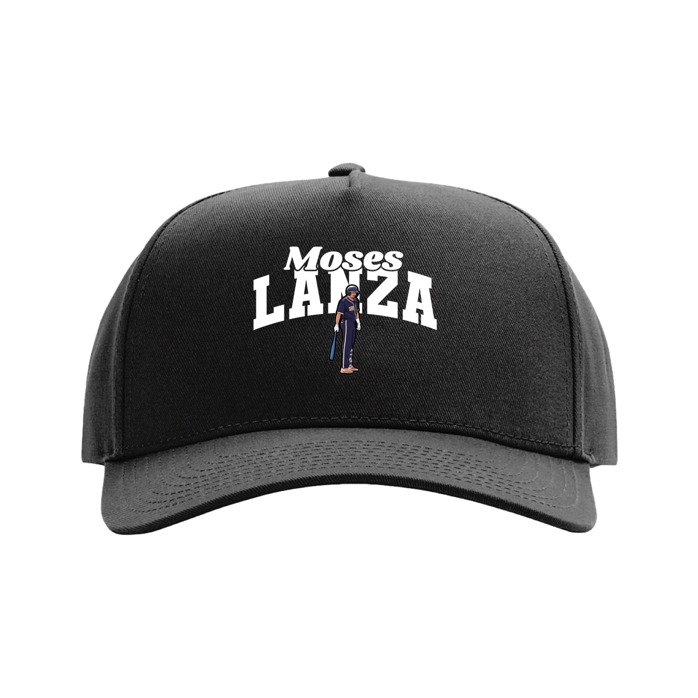 Full Fabric Five-Panel Champ Cap — Signature Arch in Black