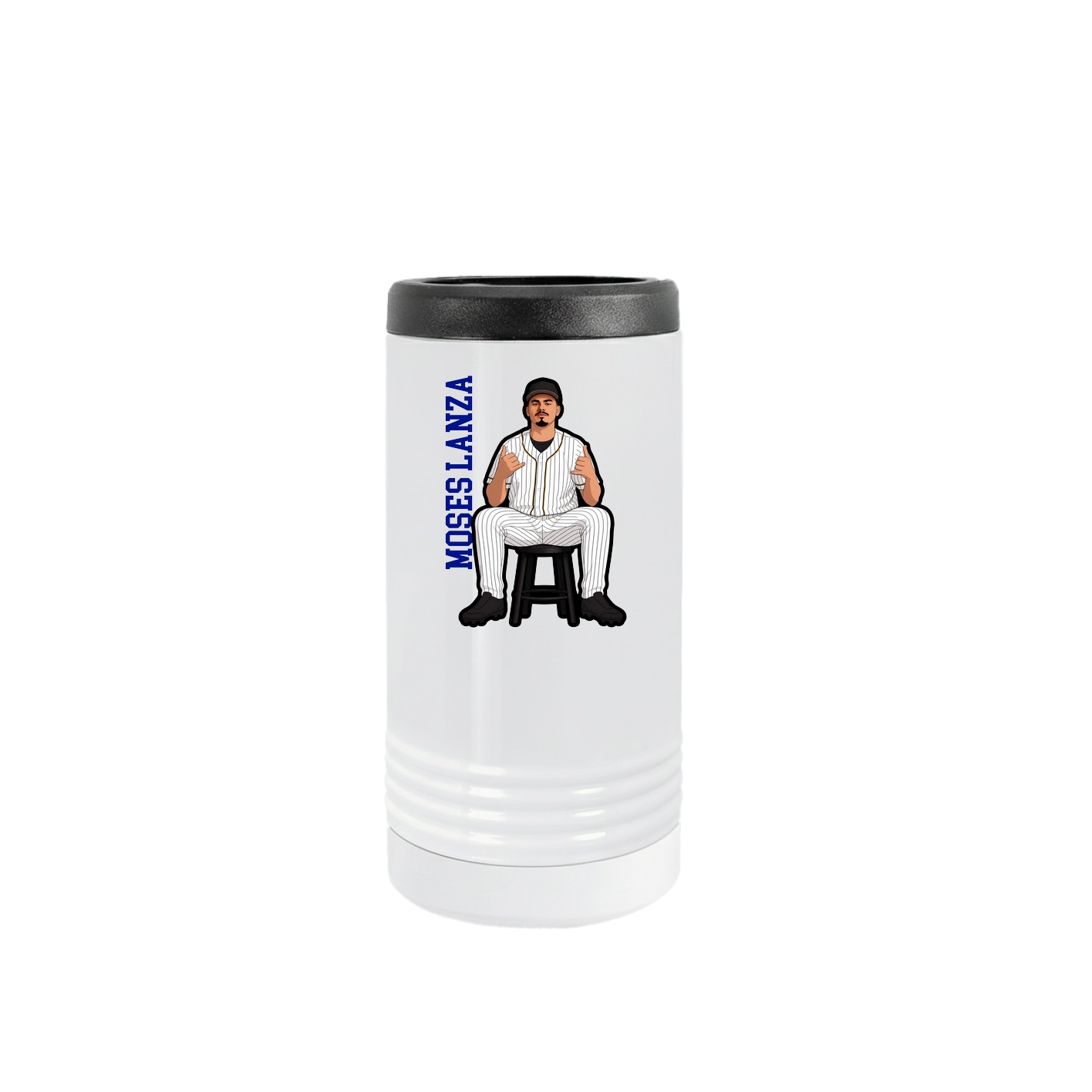Slim Beverage Holder — Name Vertical in White