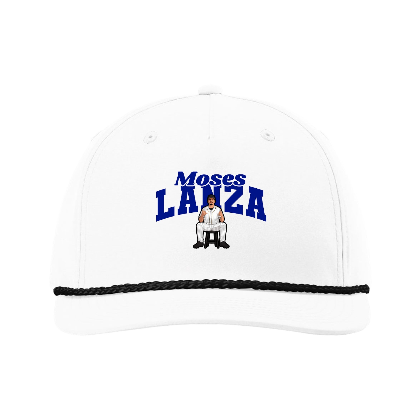 Five-Panel Classic Rope Cap — Signature Arch in White