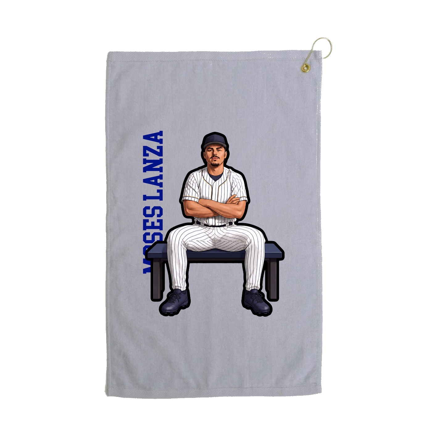 Golf Towel — Name Vertical in Grey