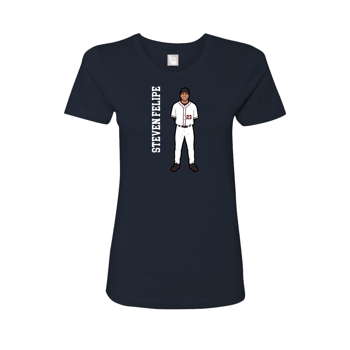 Fitted Women's Tee — Name Vertical in Navy