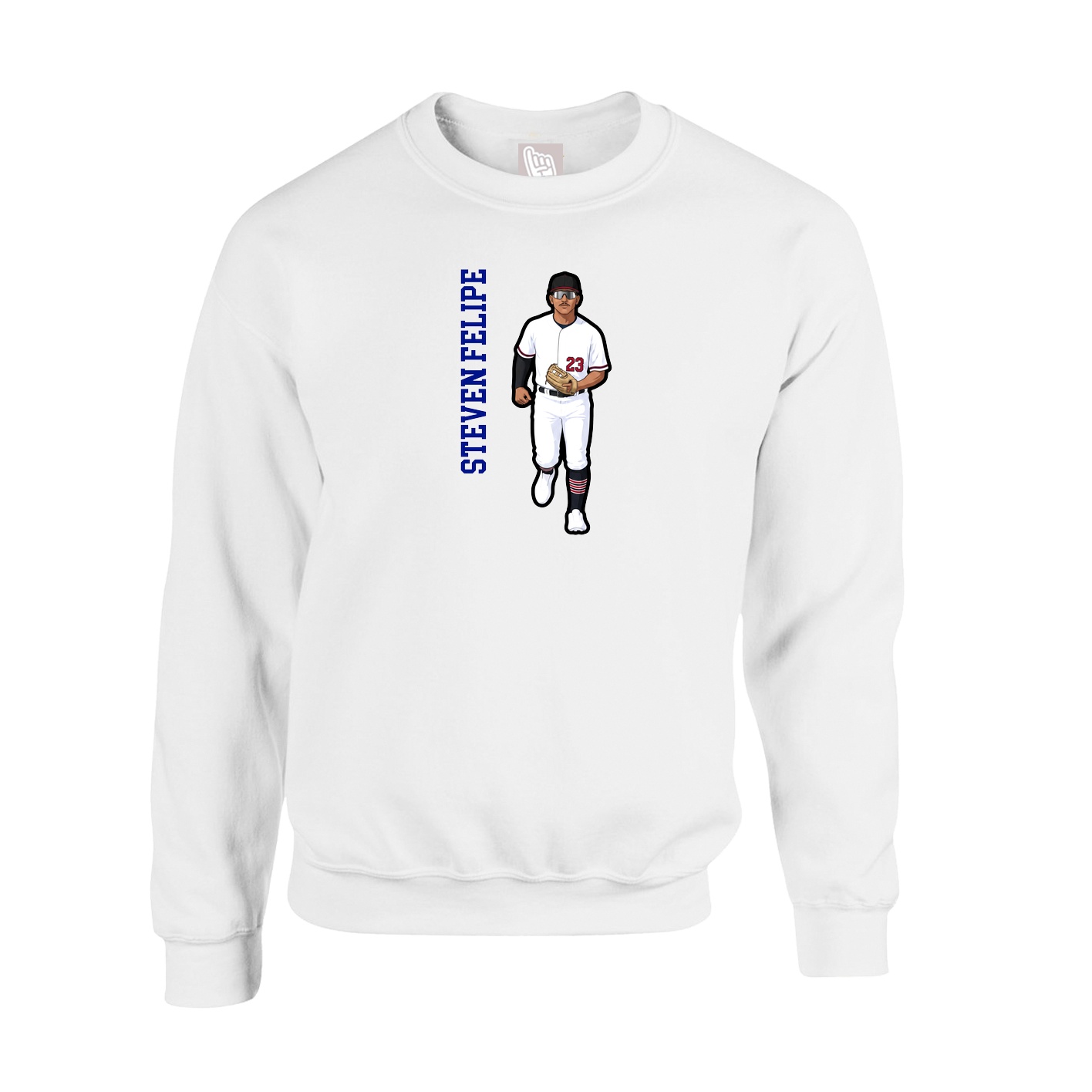 Fleece Crew — Name Vertical in White