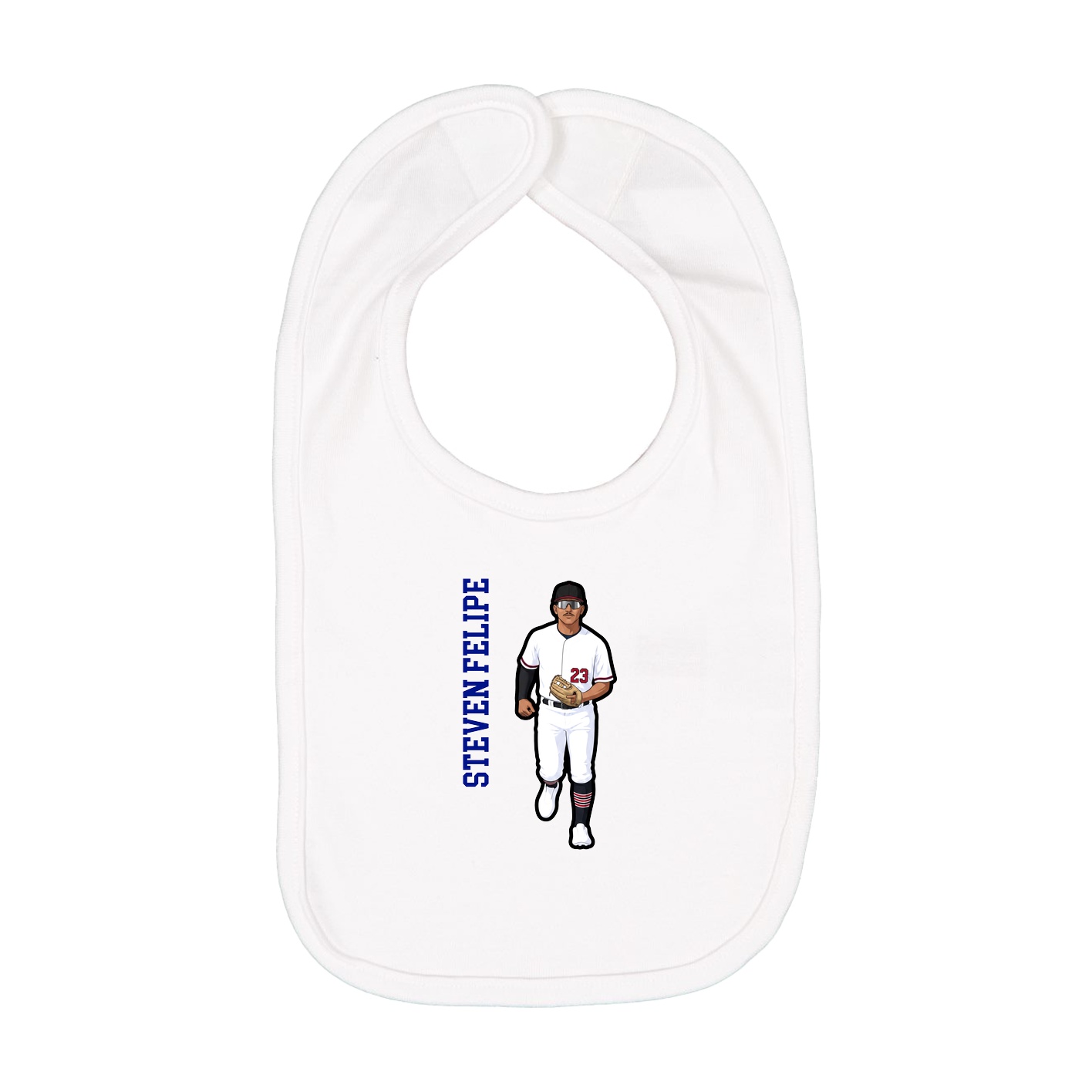 Infant Bib — Name Vertical in White