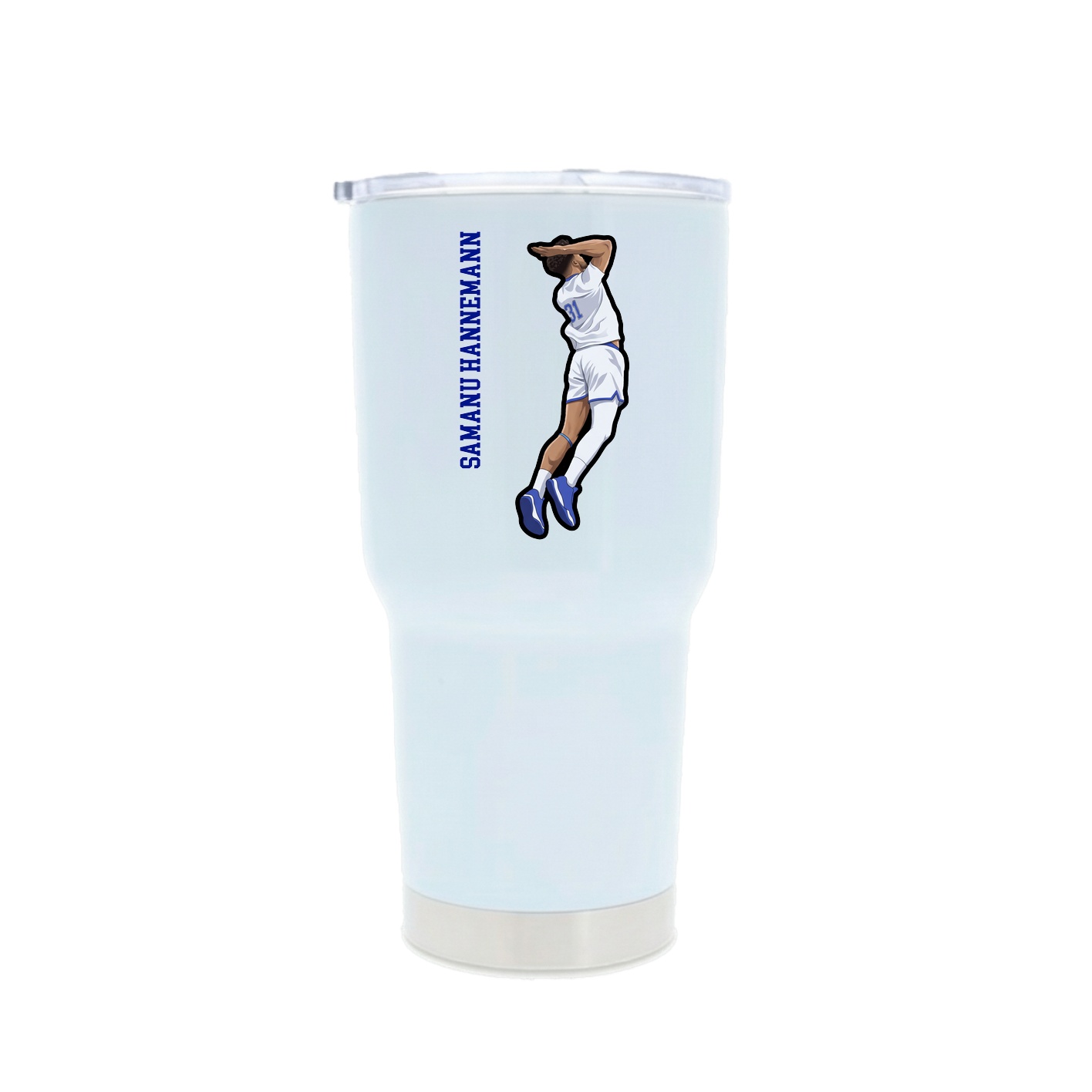 30oz Stainless Steel Tumbler — Name Vertical in White