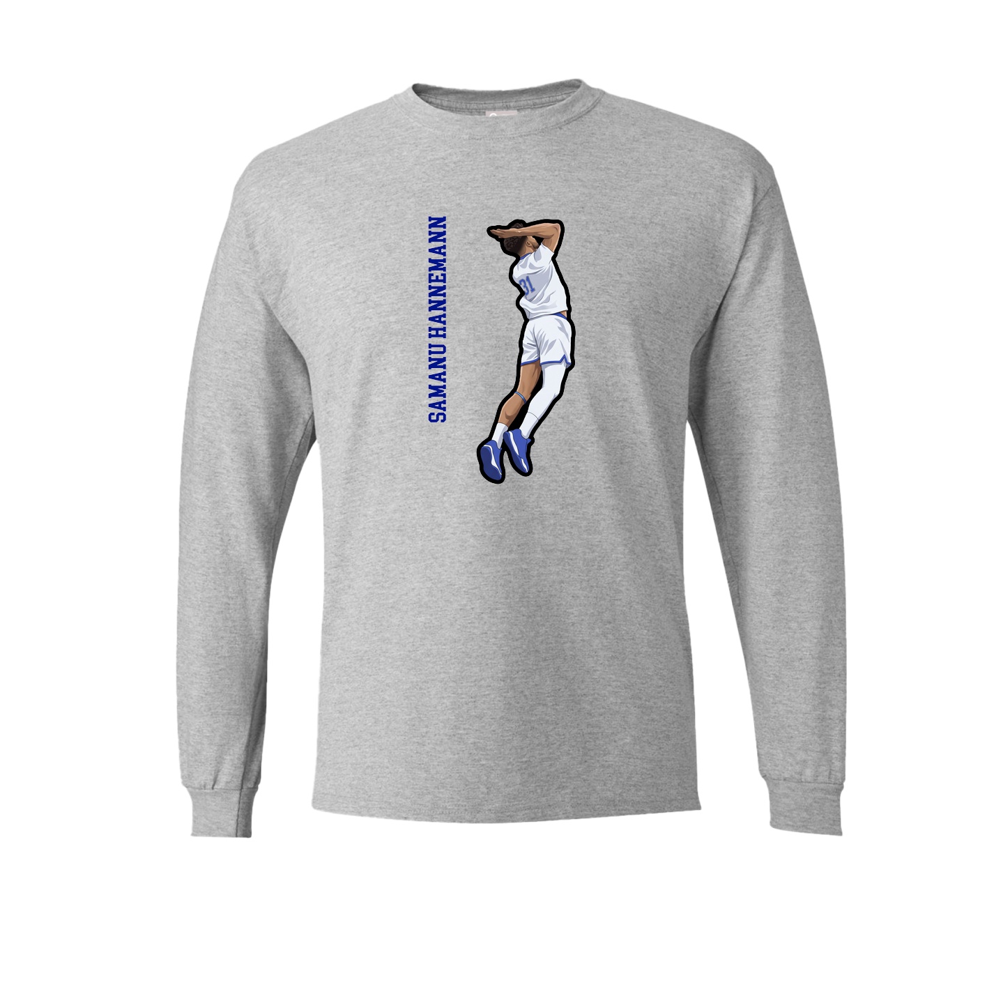 Long Sleeve Tee — Name Vertical in Grey