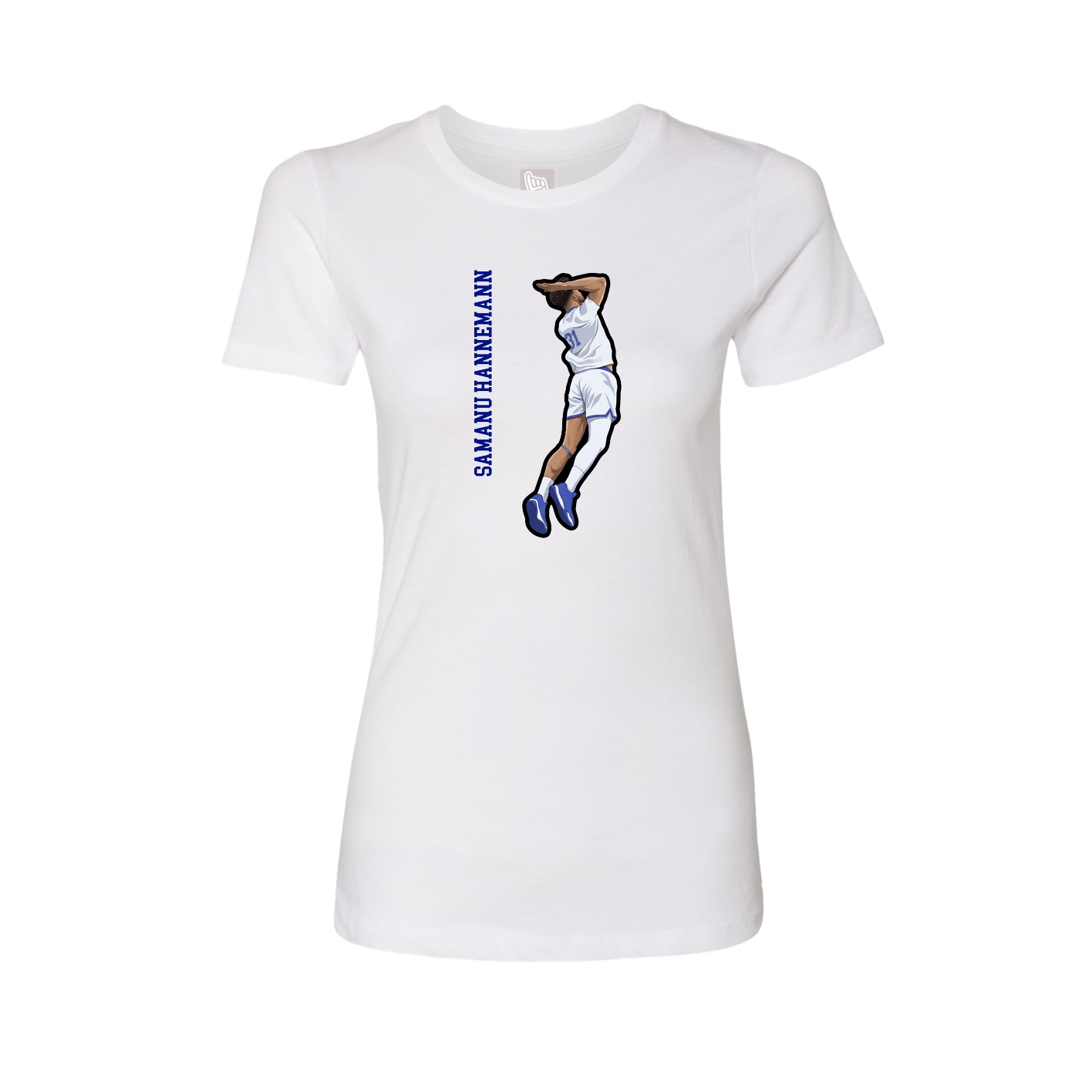 Fitted Women's Tee — Name Vertical in White