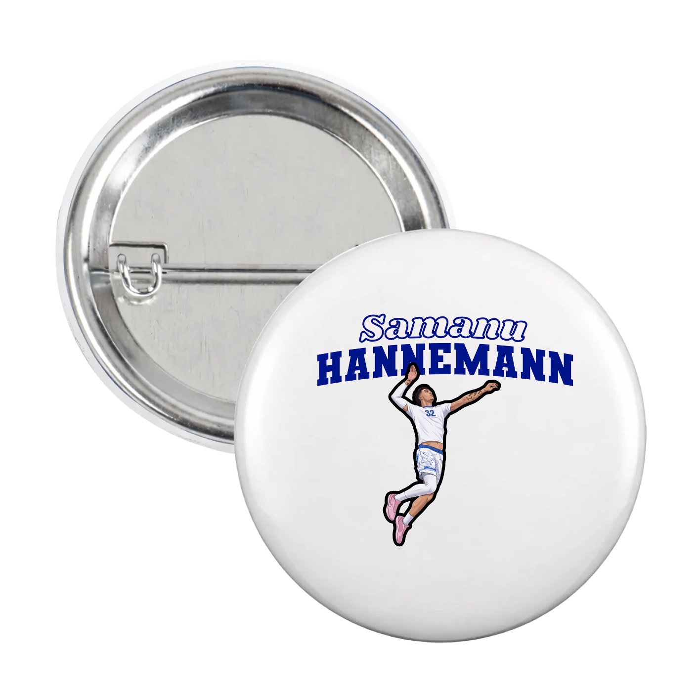 Game Day Button — Name Arch in White