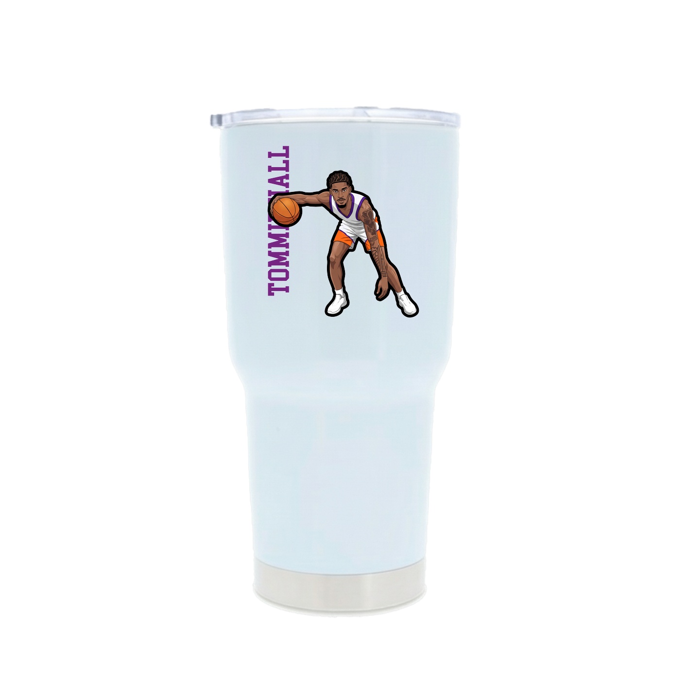 30oz Stainless Steel Tumbler — Name Vertical in White
