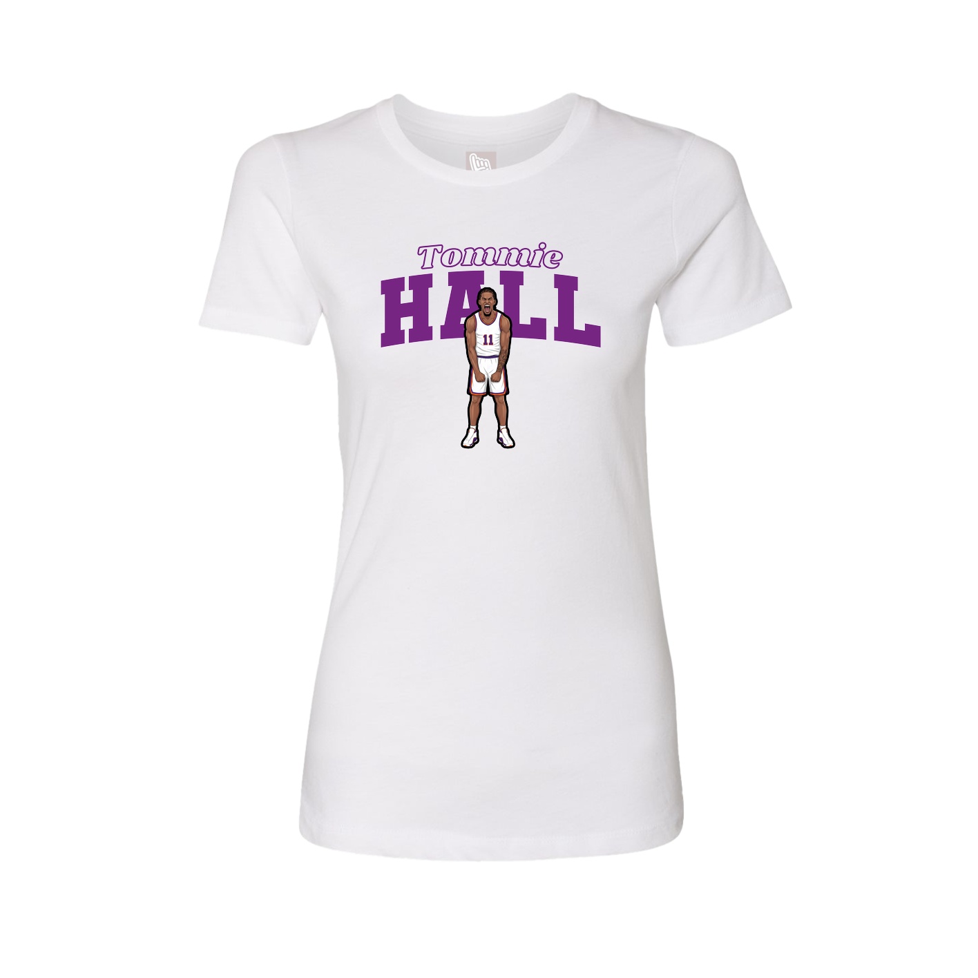 Fitted Women's Tee — Name Arch in White