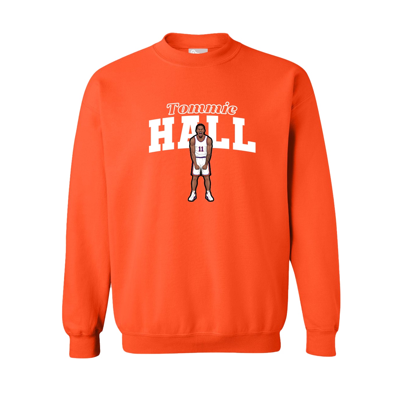 Fleece Crew — Name Arch in Orange