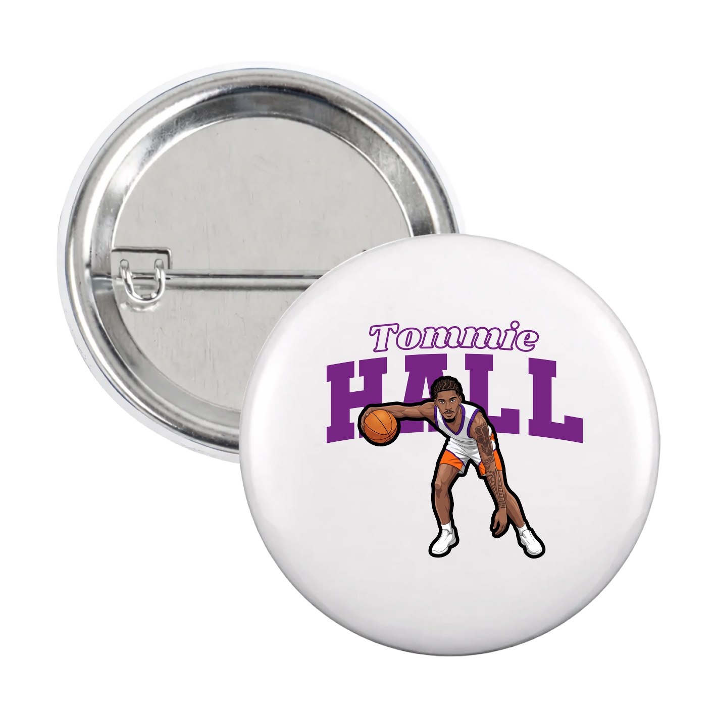 Game Day Button — Name Arch in White