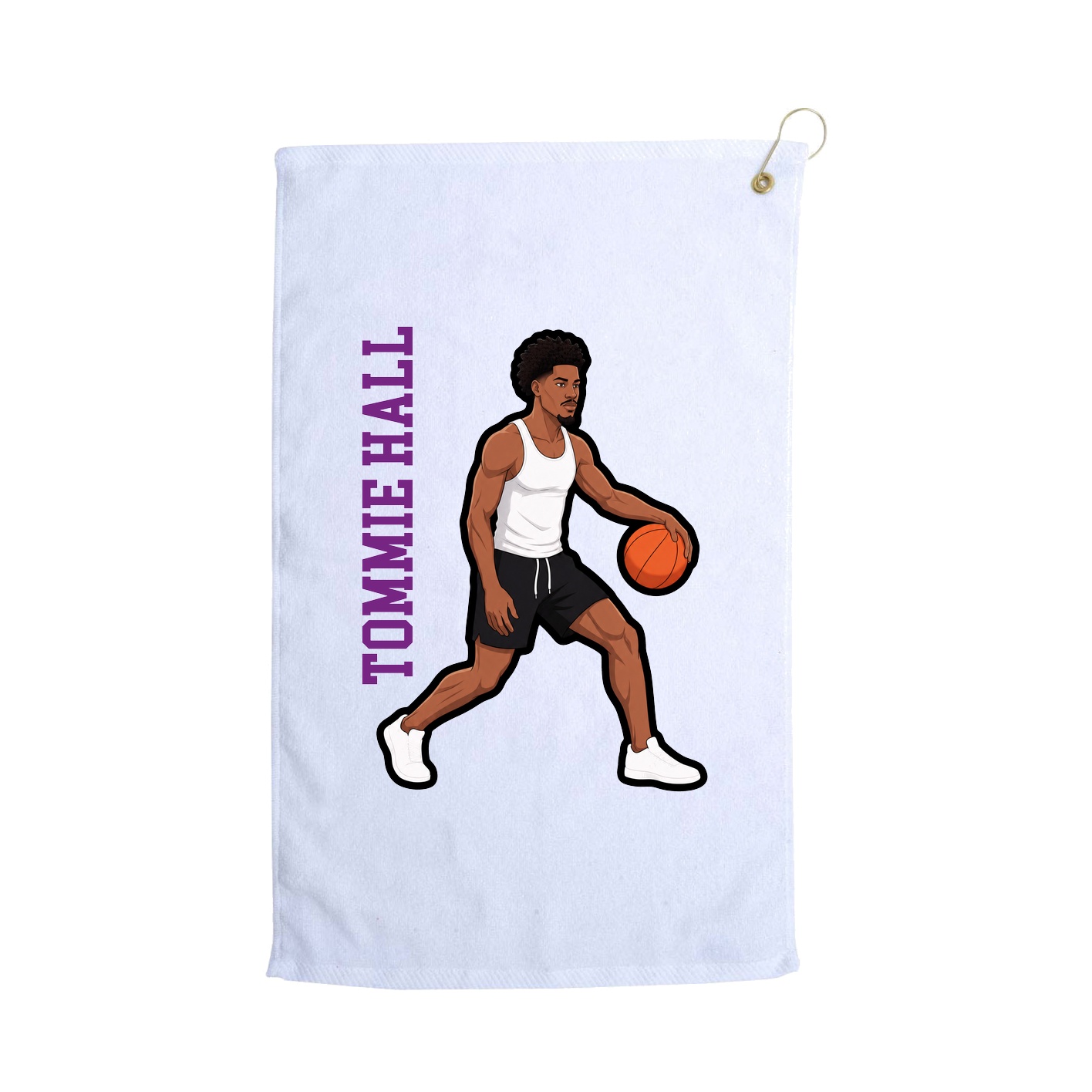 Golf Towel — Name Vertical in White