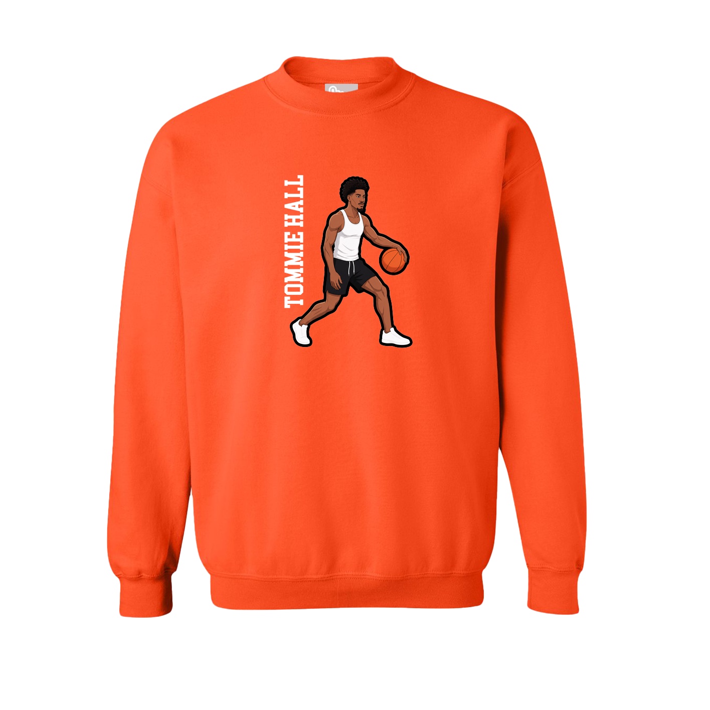 Fleece Crew — Name Vertical in Orange