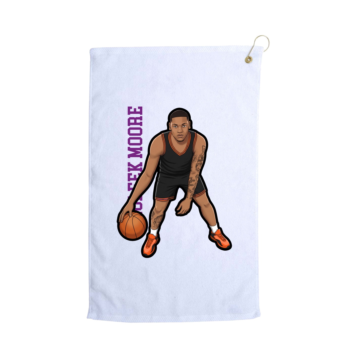 Golf Towel — Name Vertical in White