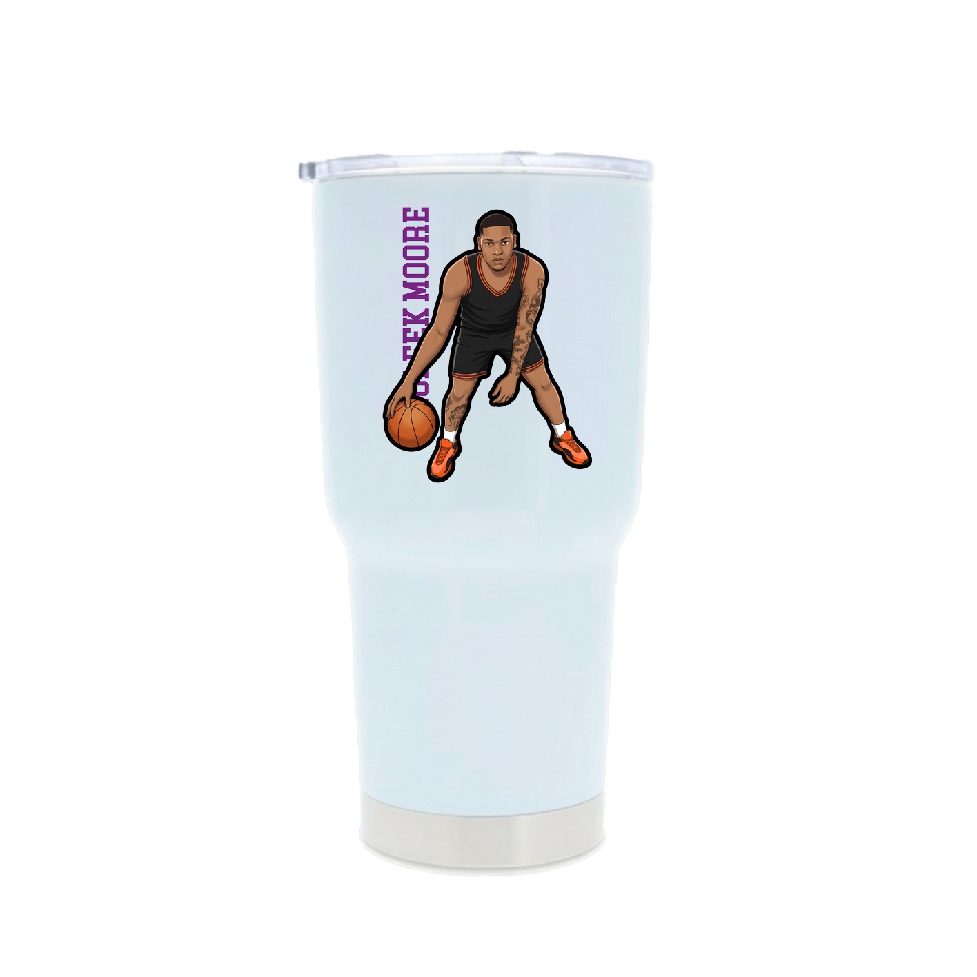 30oz Stainless Steel Tumbler — Name Vertical in White
