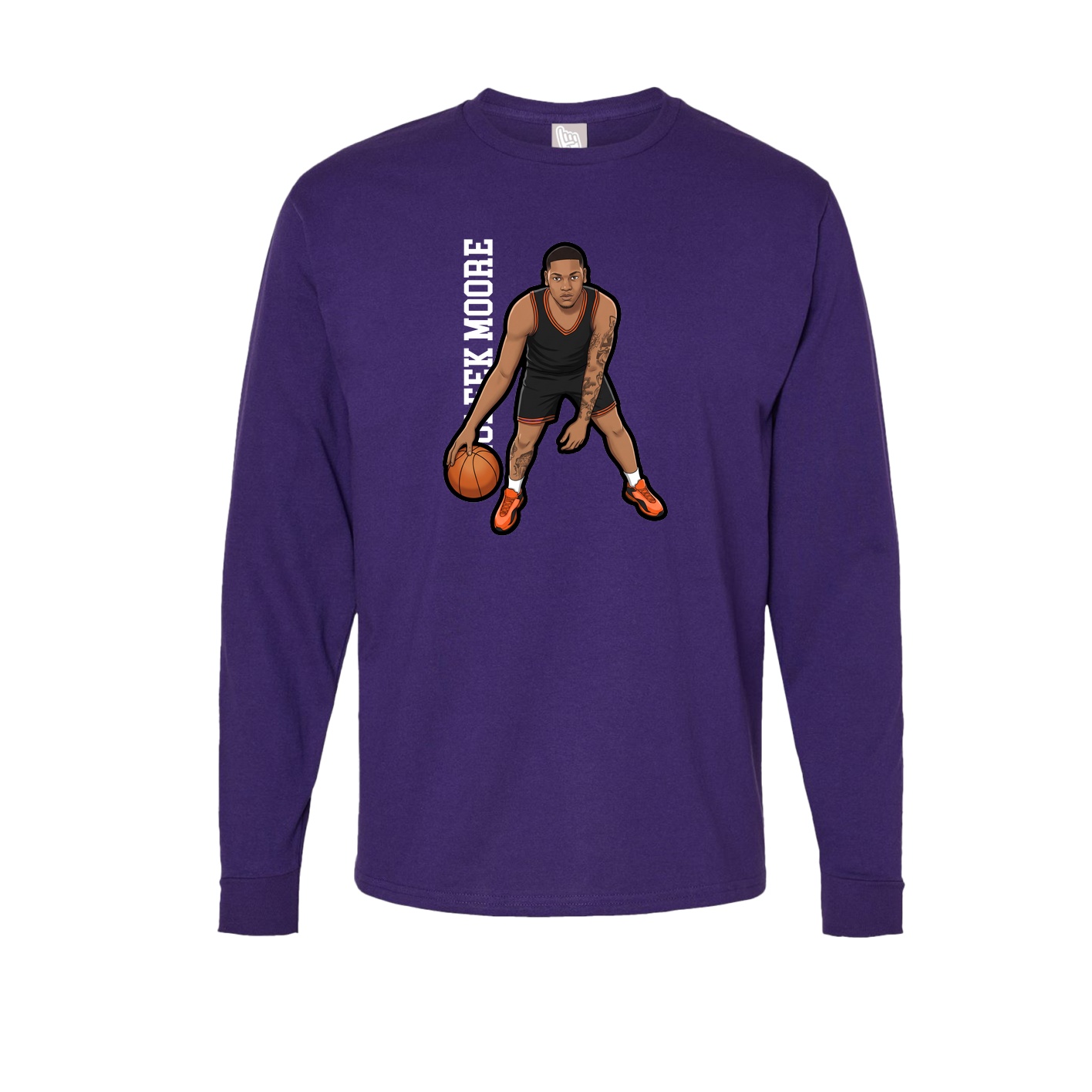 Long Sleeve Tee — Name Vertical in Purple