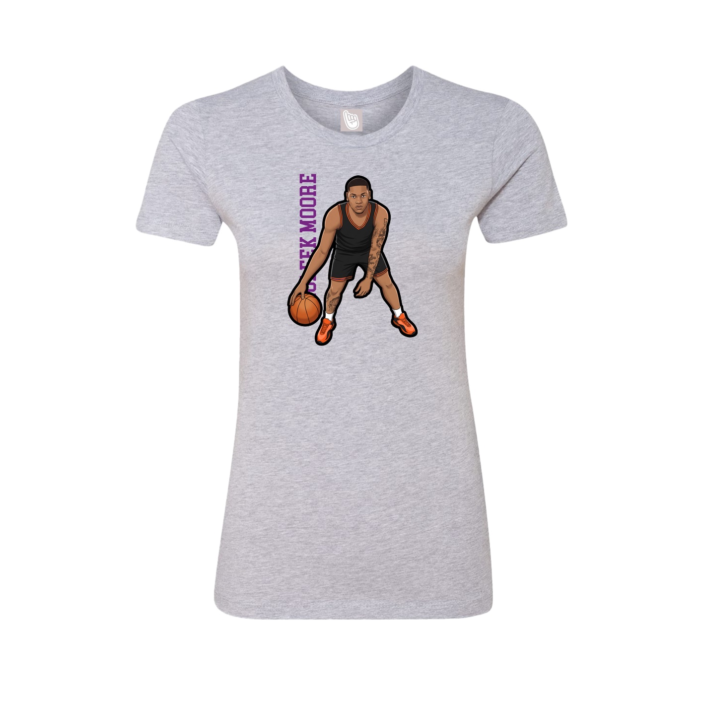 Fitted Women's Tee — Name Vertical in Grey