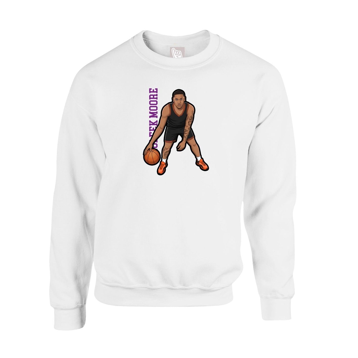 Fleece Crew — Name Vertical in White