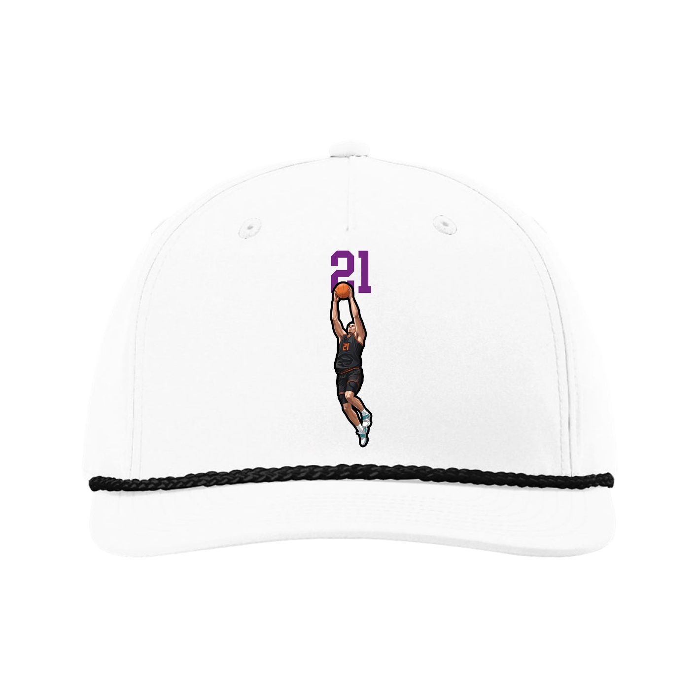 Five-Panel Classic Rope Cap — Number Top in White
