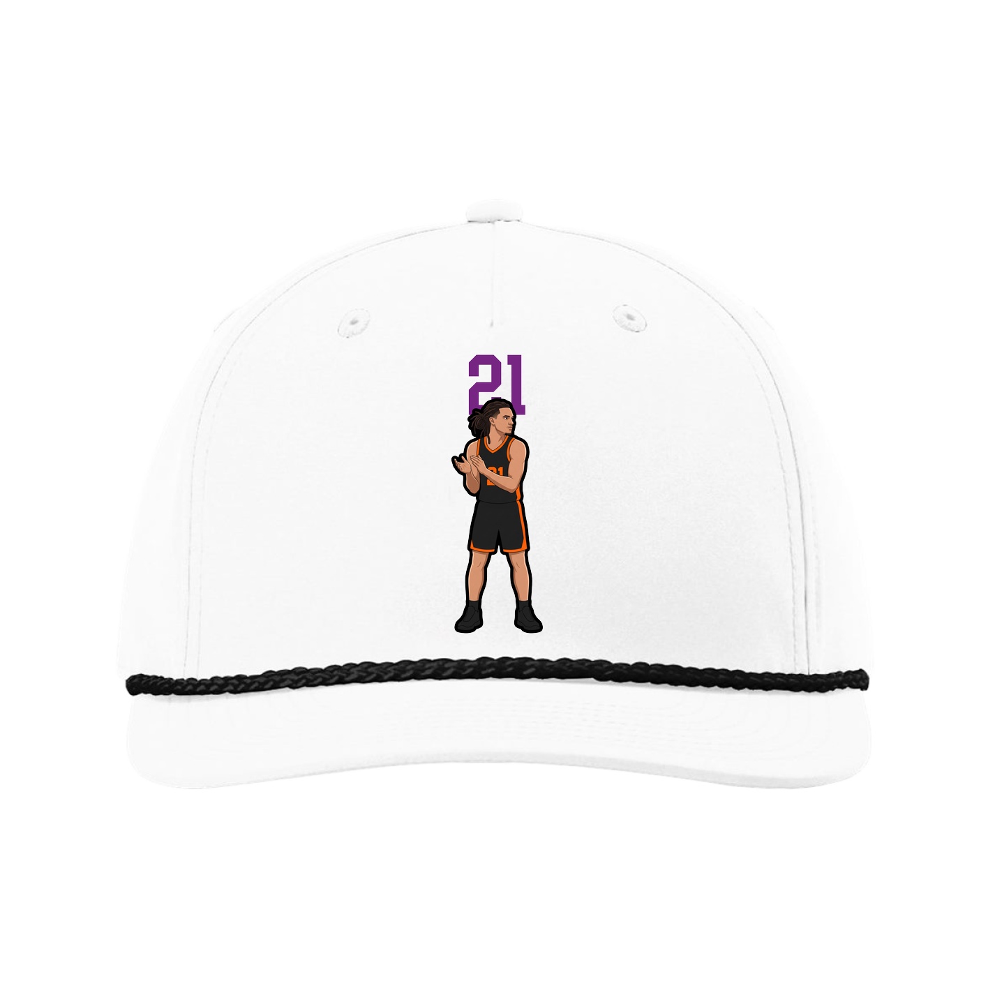 Five-Panel Classic Rope Cap — Number Top in White
