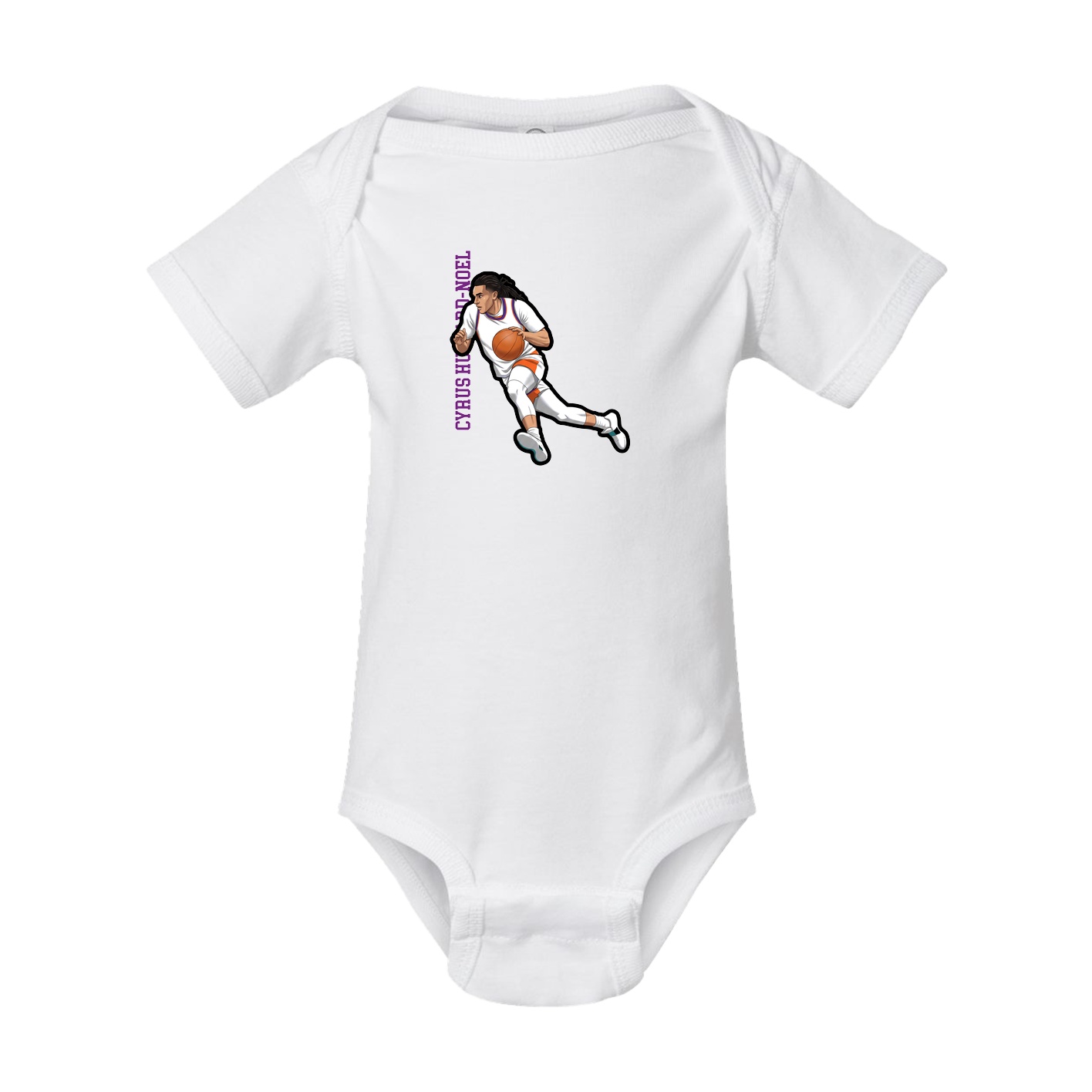 Baby Onesie — Name Vertical in White