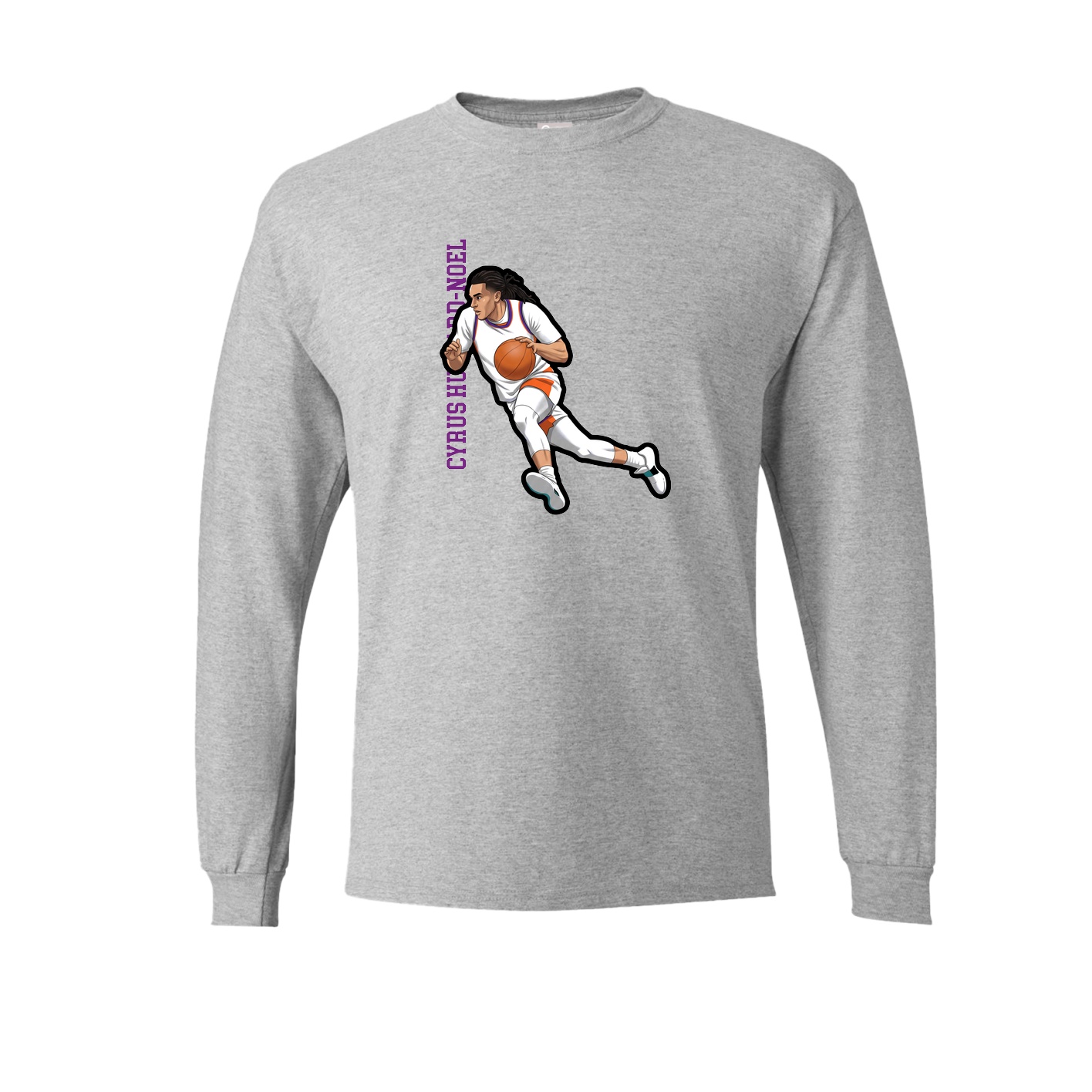 Long Sleeve Tee — Name Vertical in Grey