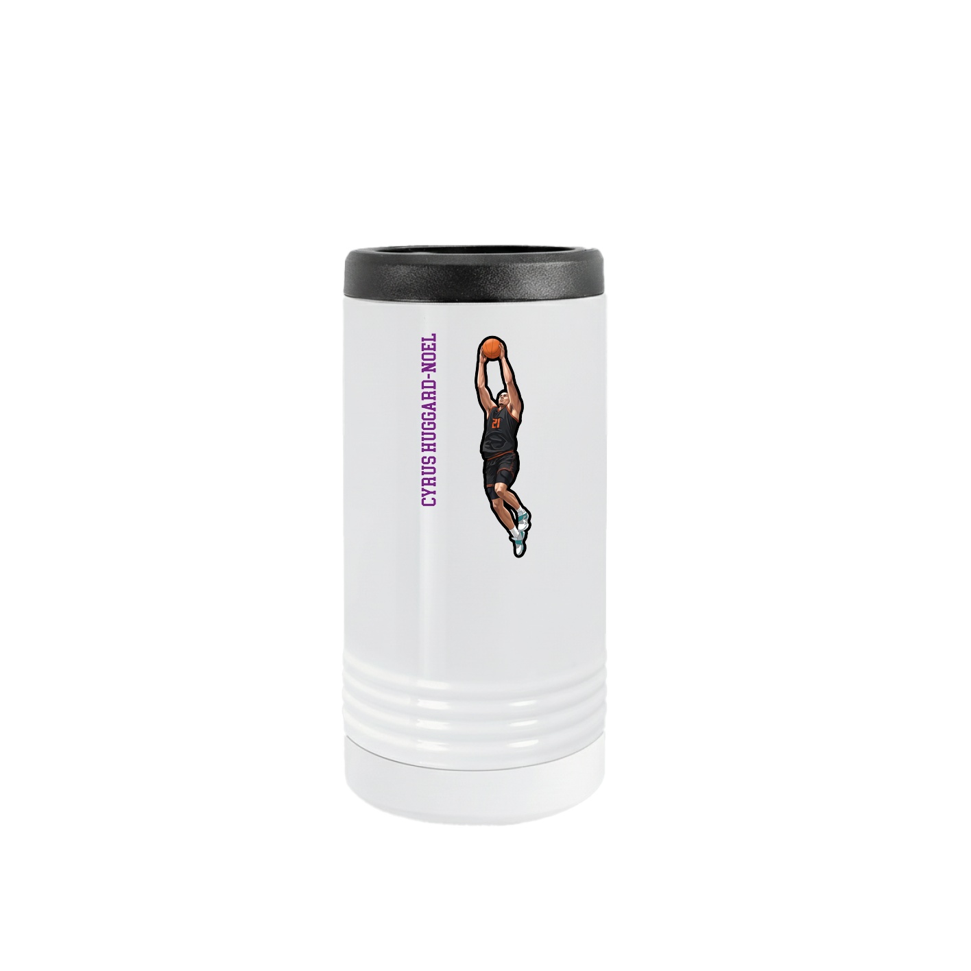 Slim Beverage Holder — Name Vertical in White
