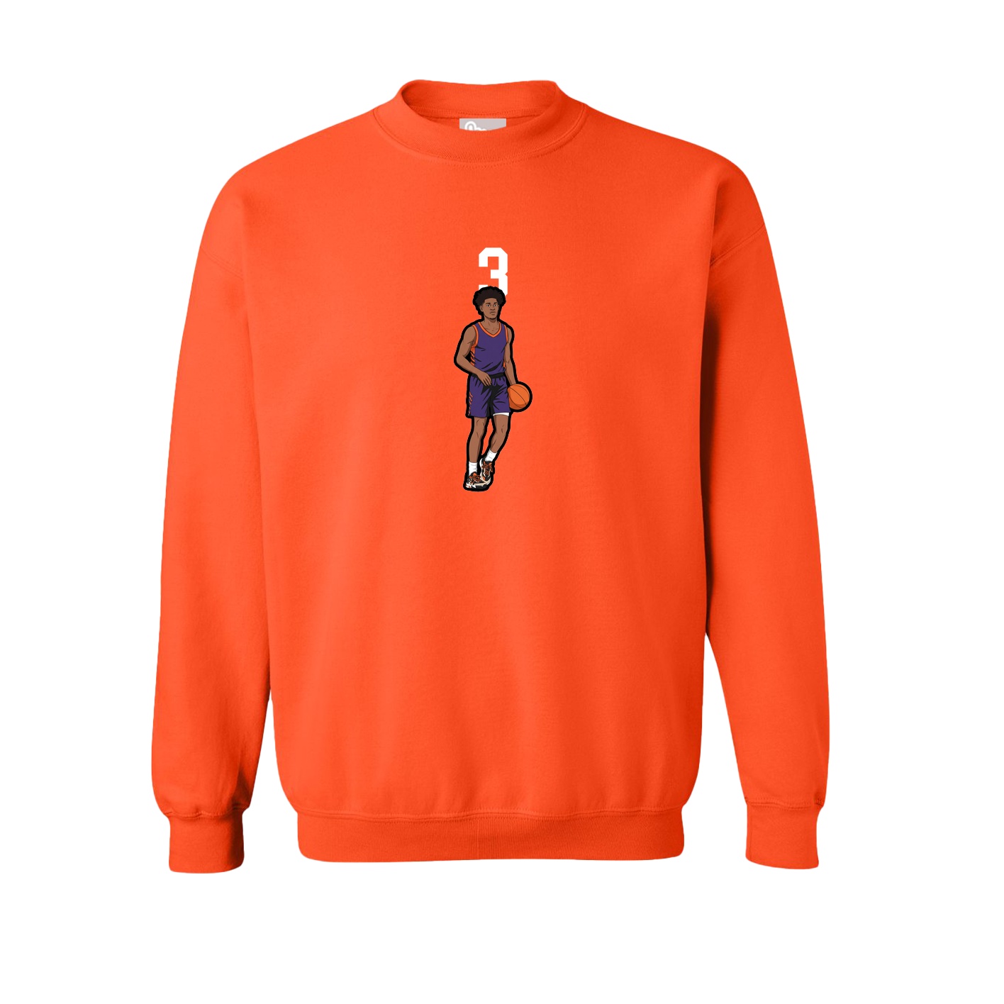 Fleece Crew — Number Top in Orange
