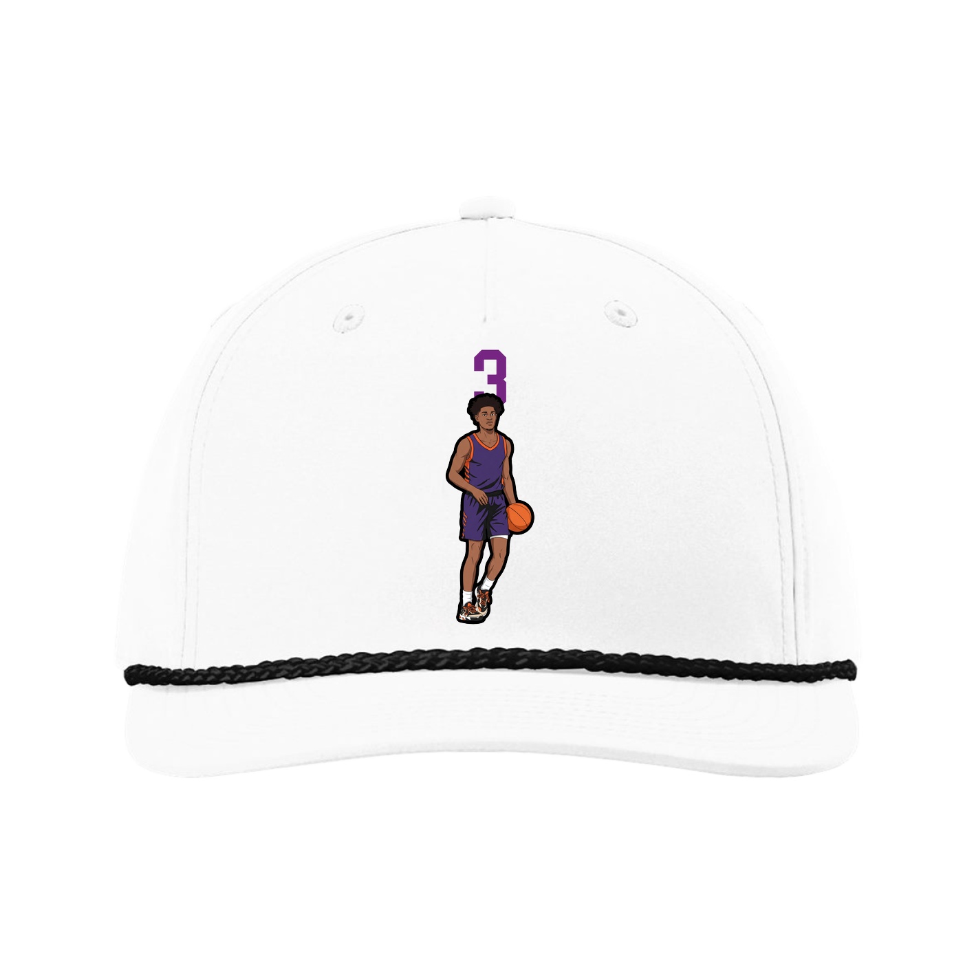 Five-Panel Classic Rope Cap — Number Top in White