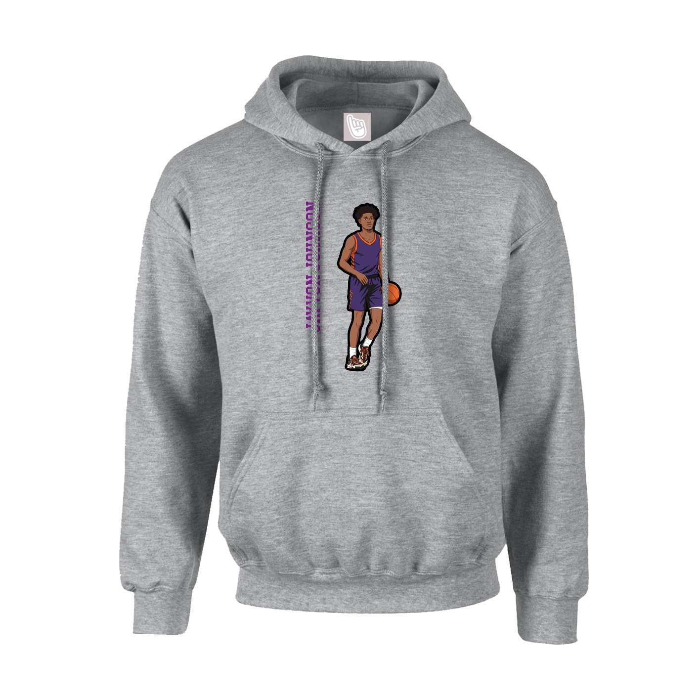 Youth Hoodie — Name Vertical in Grey