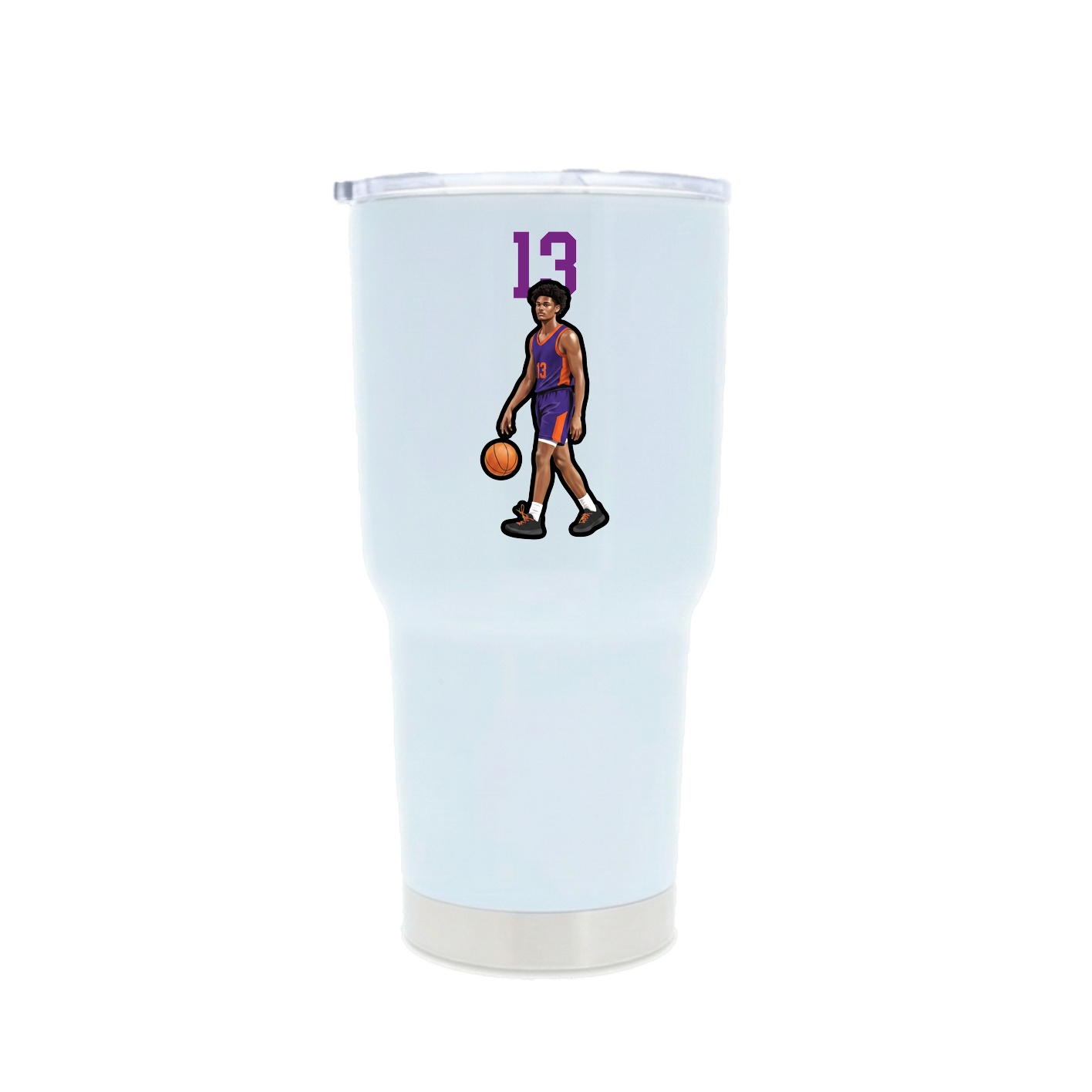 30oz Stainless Steel Tumbler — Number Top in White