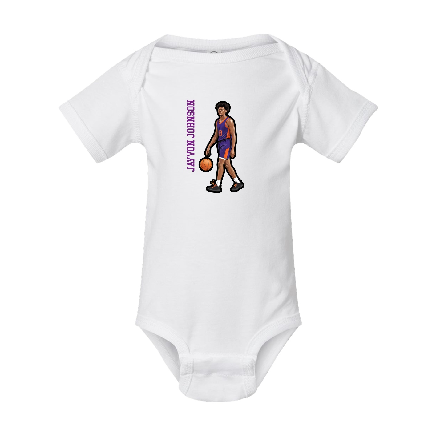 Baby Onesie — Name Vertical in White