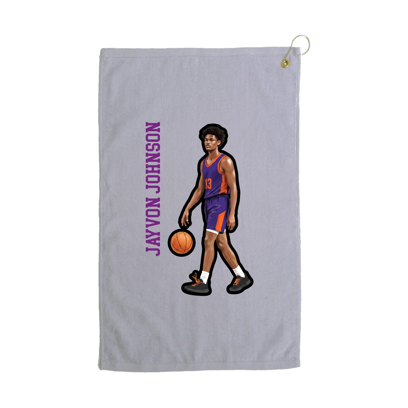 Golf Towel — Name Vertical in Grey