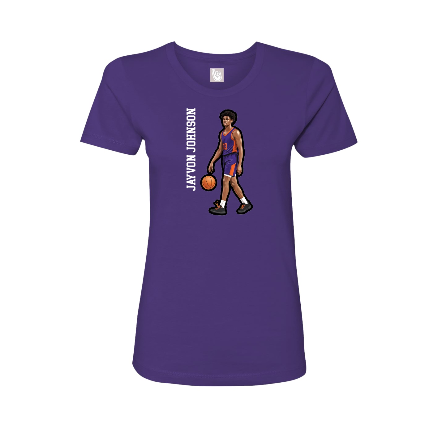 Womens Tee — Name Vertical in Purple
